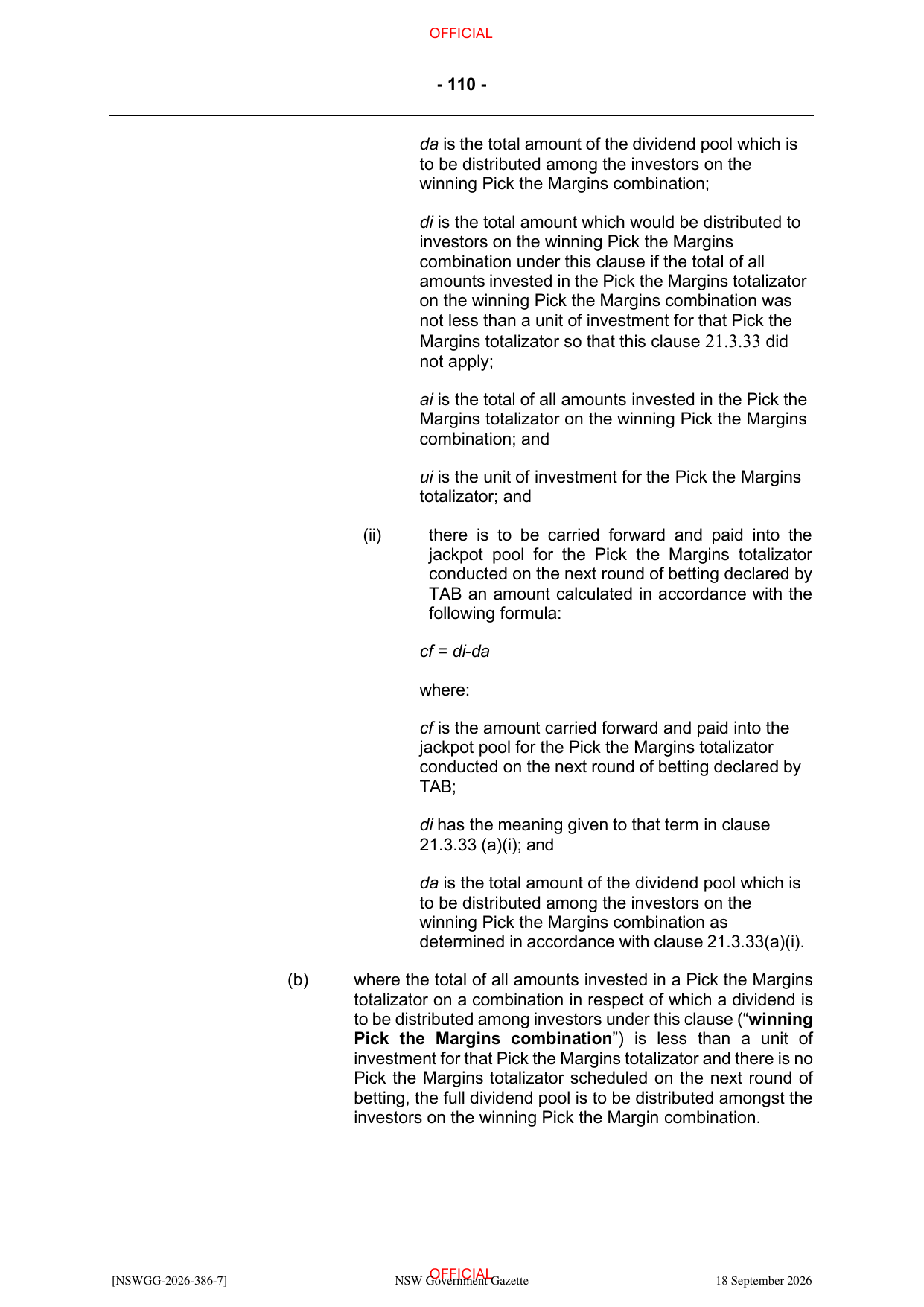 NSW Totalizator Betting Rules (Racing), page 114