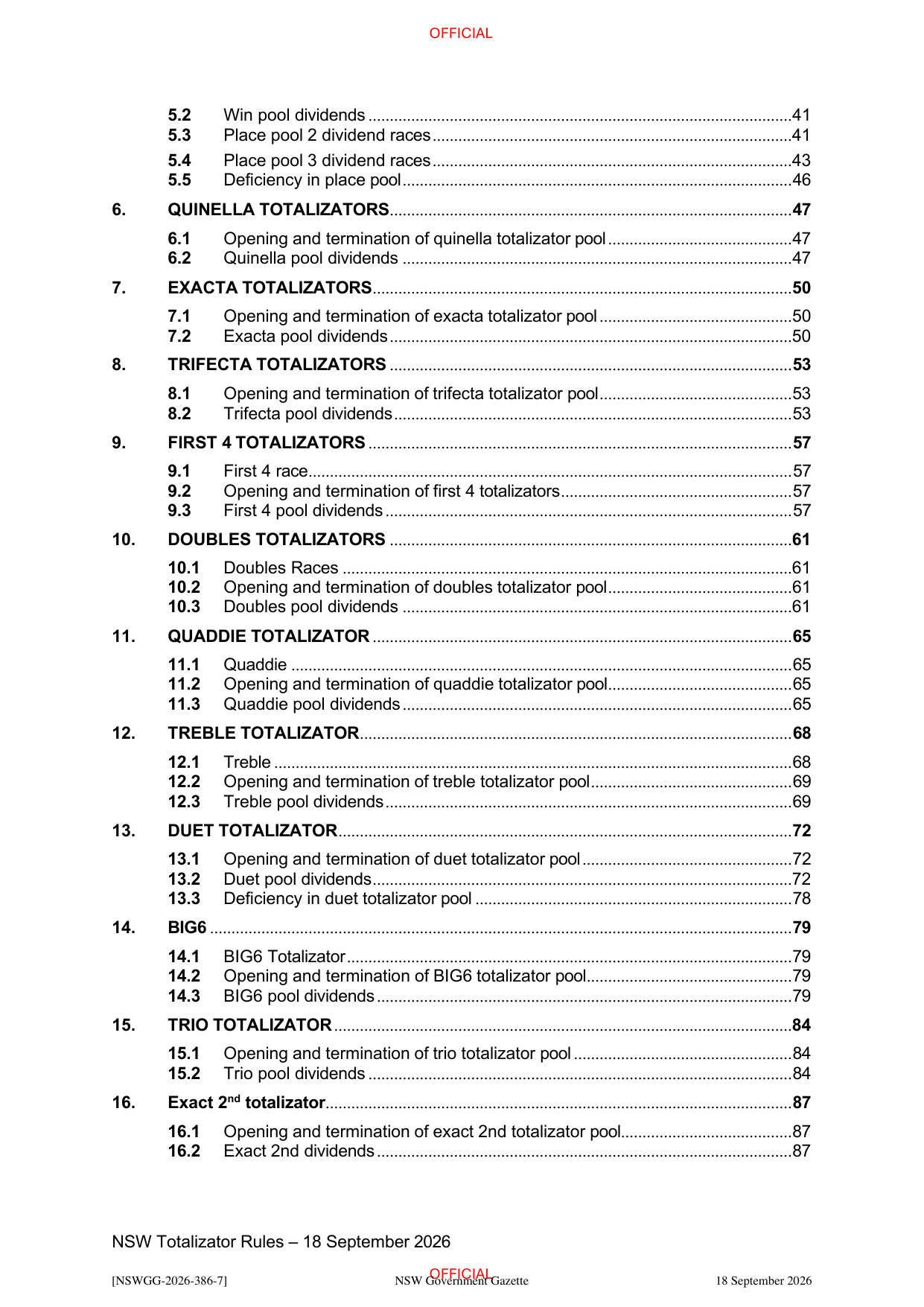 NSW Totalizator Betting Rules (Racing), page 3