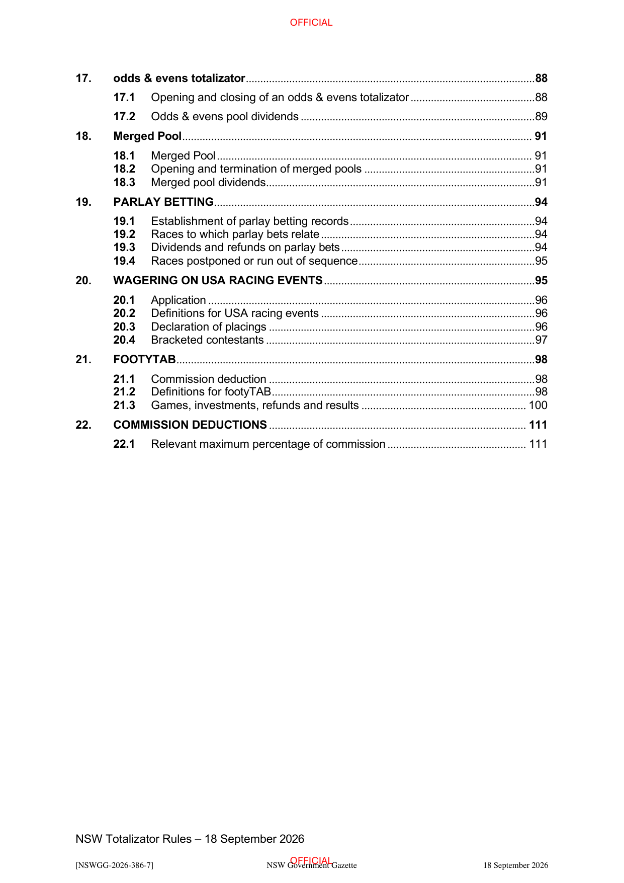 NSW Totalizator Betting Rules (Racing), page 4