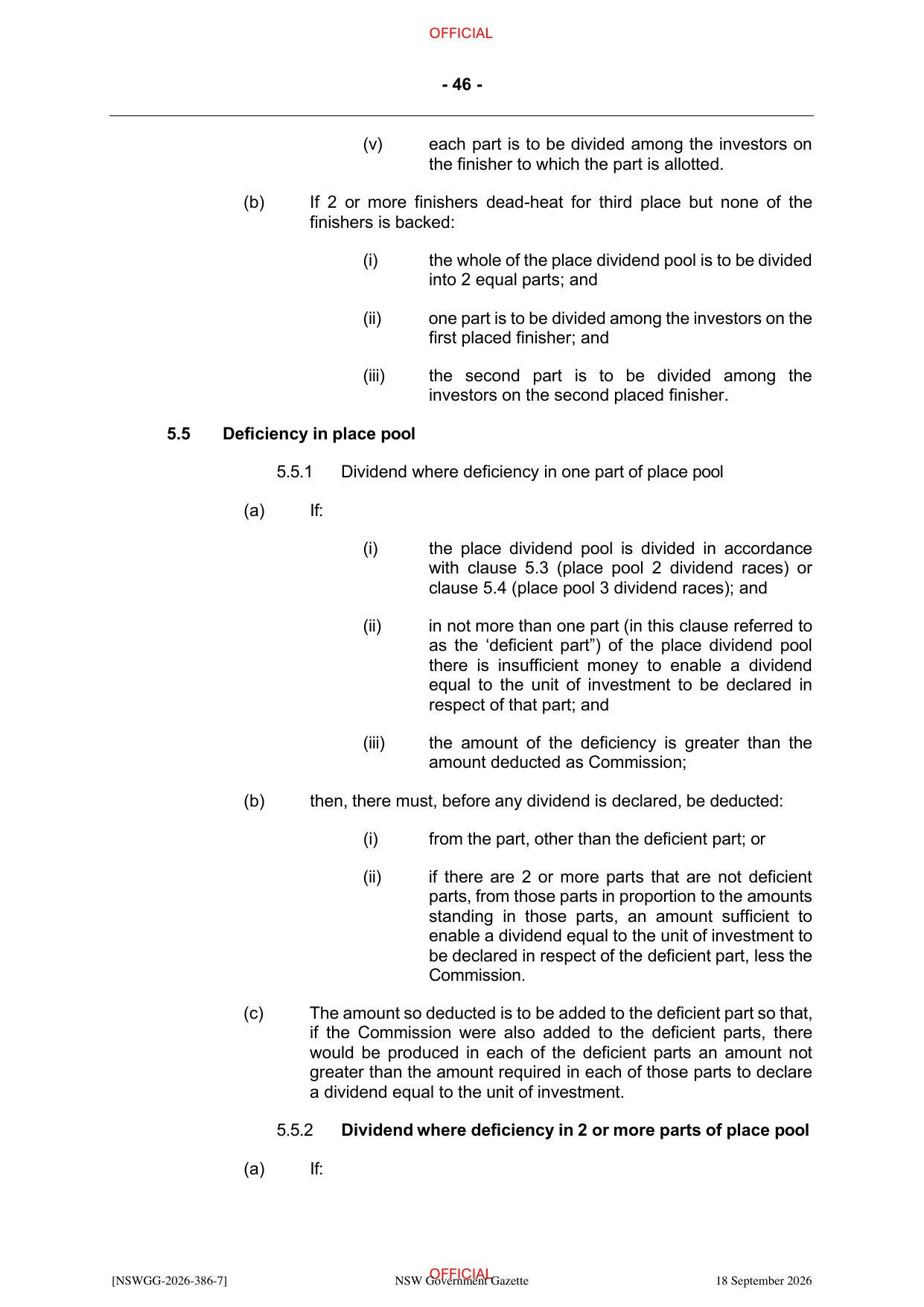 NSW Totalizator Betting Rules (Racing), page 50