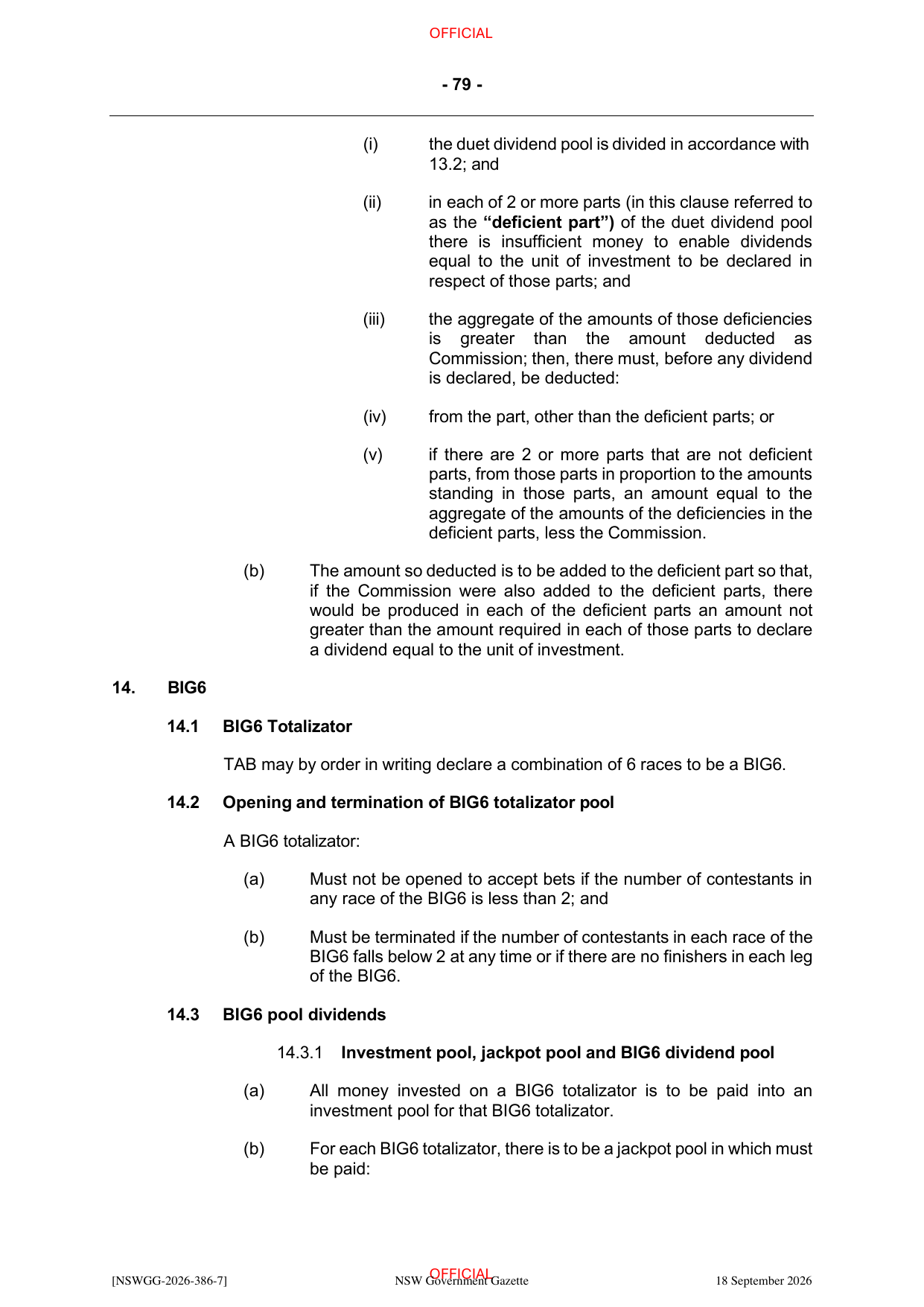 NSW Totalizator Betting Rules (Racing), page 83