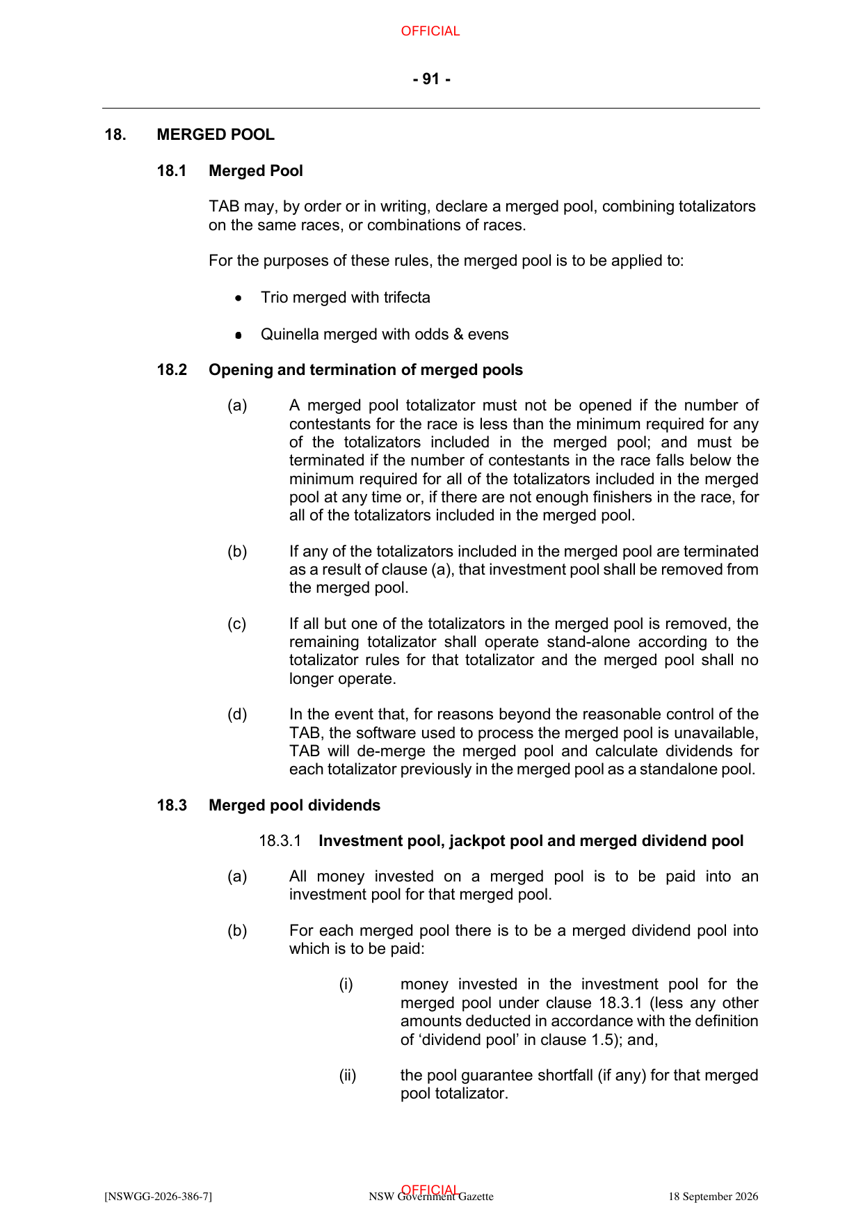 NSW Totalizator Betting Rules (Racing), page 95