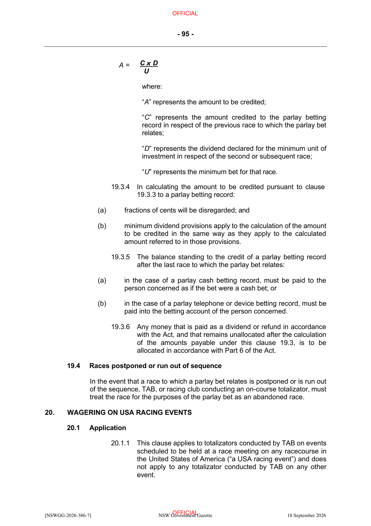 NSW Totalizator Betting Rules (Racing), page 99