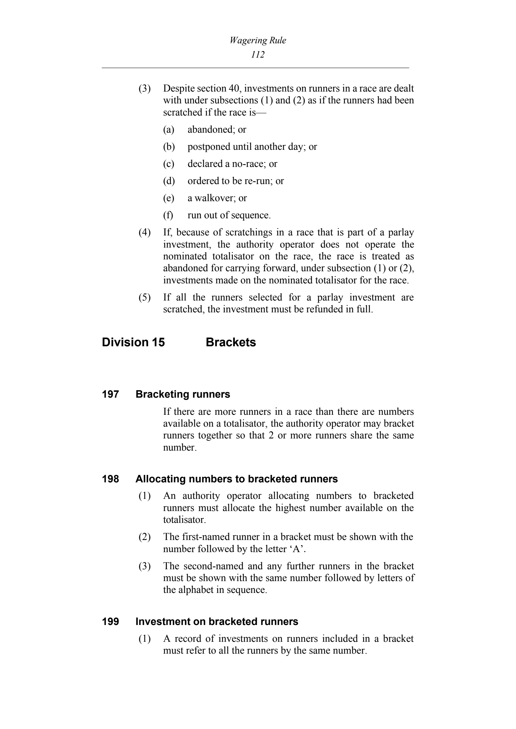 Queensland Wagering Rules (Racing) page 112