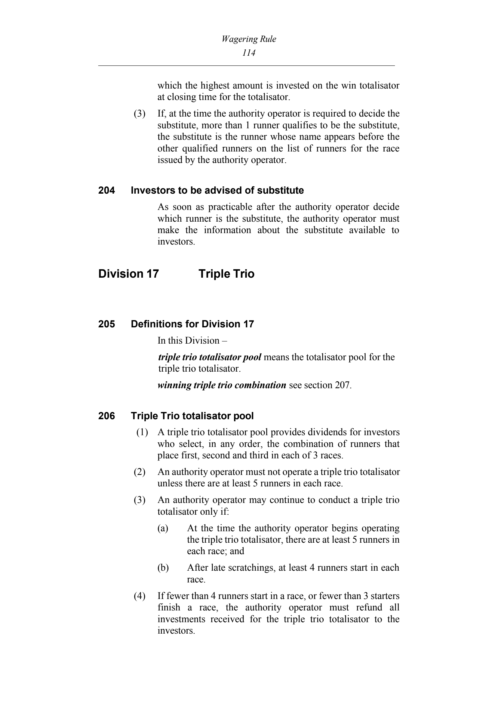 Queensland Wagering Rules (Racing) page 114