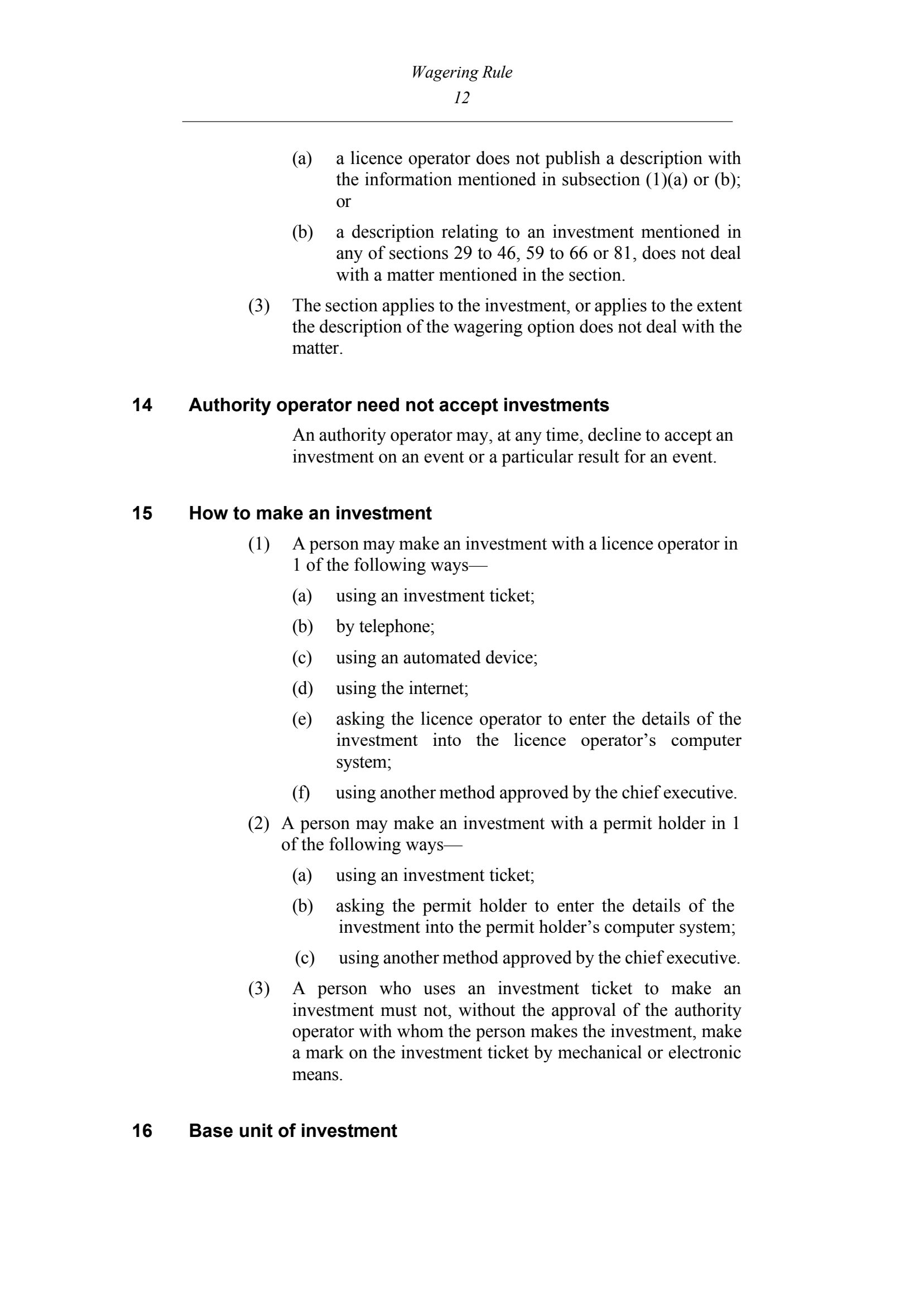 Queensland Wagering Rules (Racing) page 12