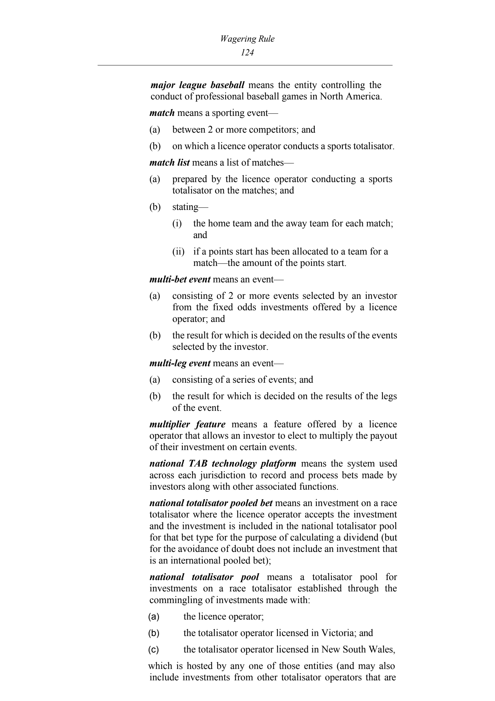 Queensland Wagering Rules (Racing) page 124