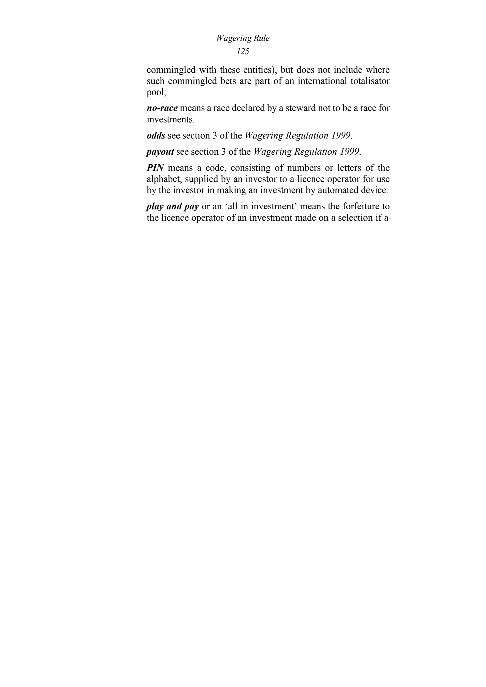 Queensland Wagering Rules (Racing) page 125