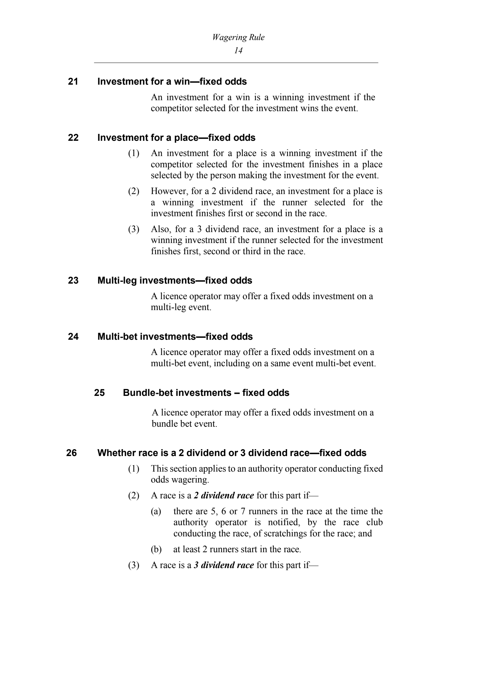 Queensland Wagering Rules (Racing) page 14