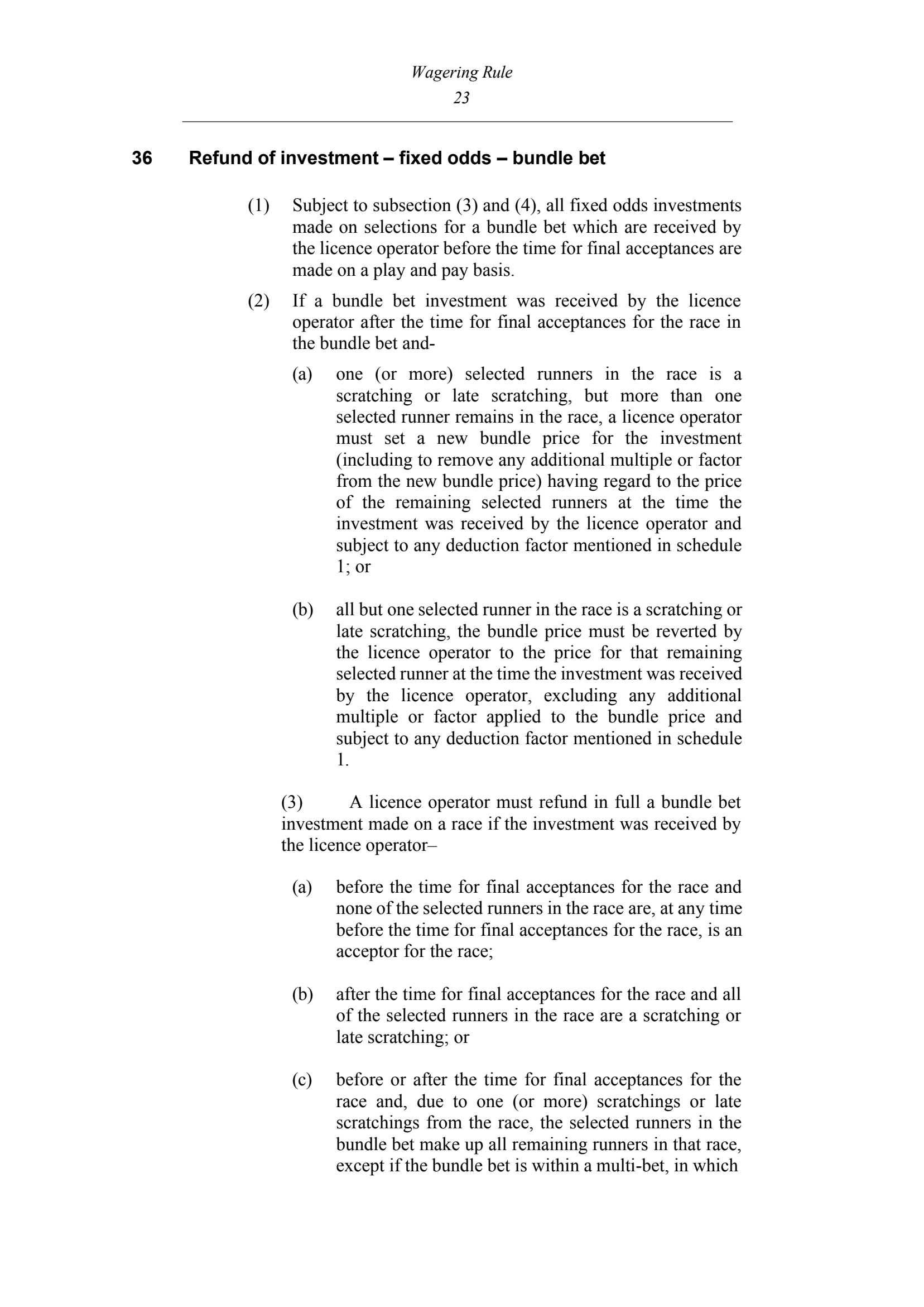 Queensland Wagering Rules (Racing) page 23