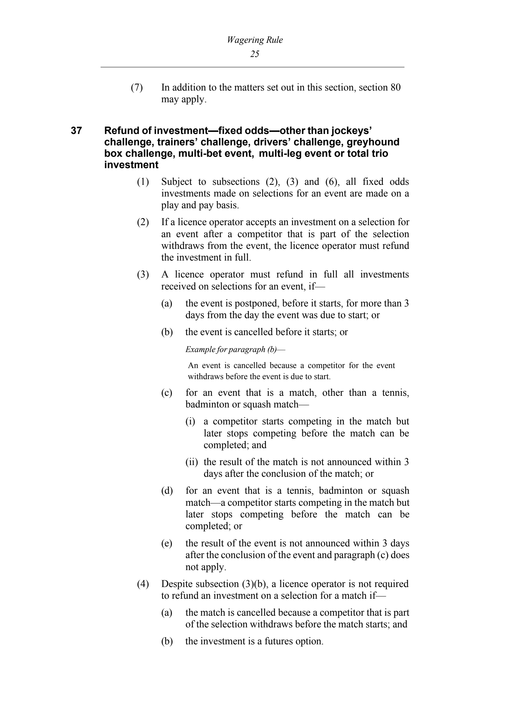 Queensland Wagering Rules (Racing) page 25