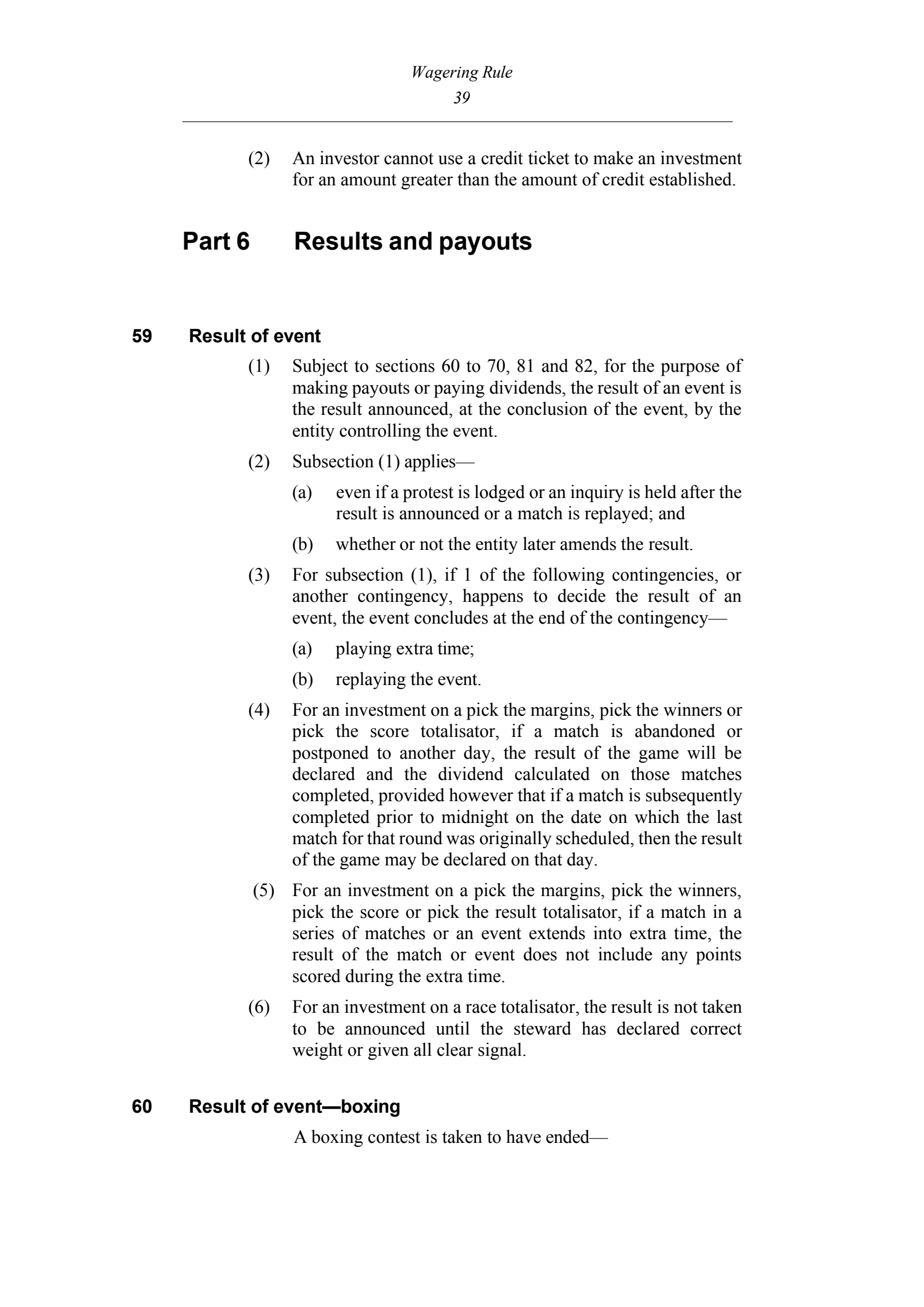 Queensland Wagering Rules (Racing) page 39
