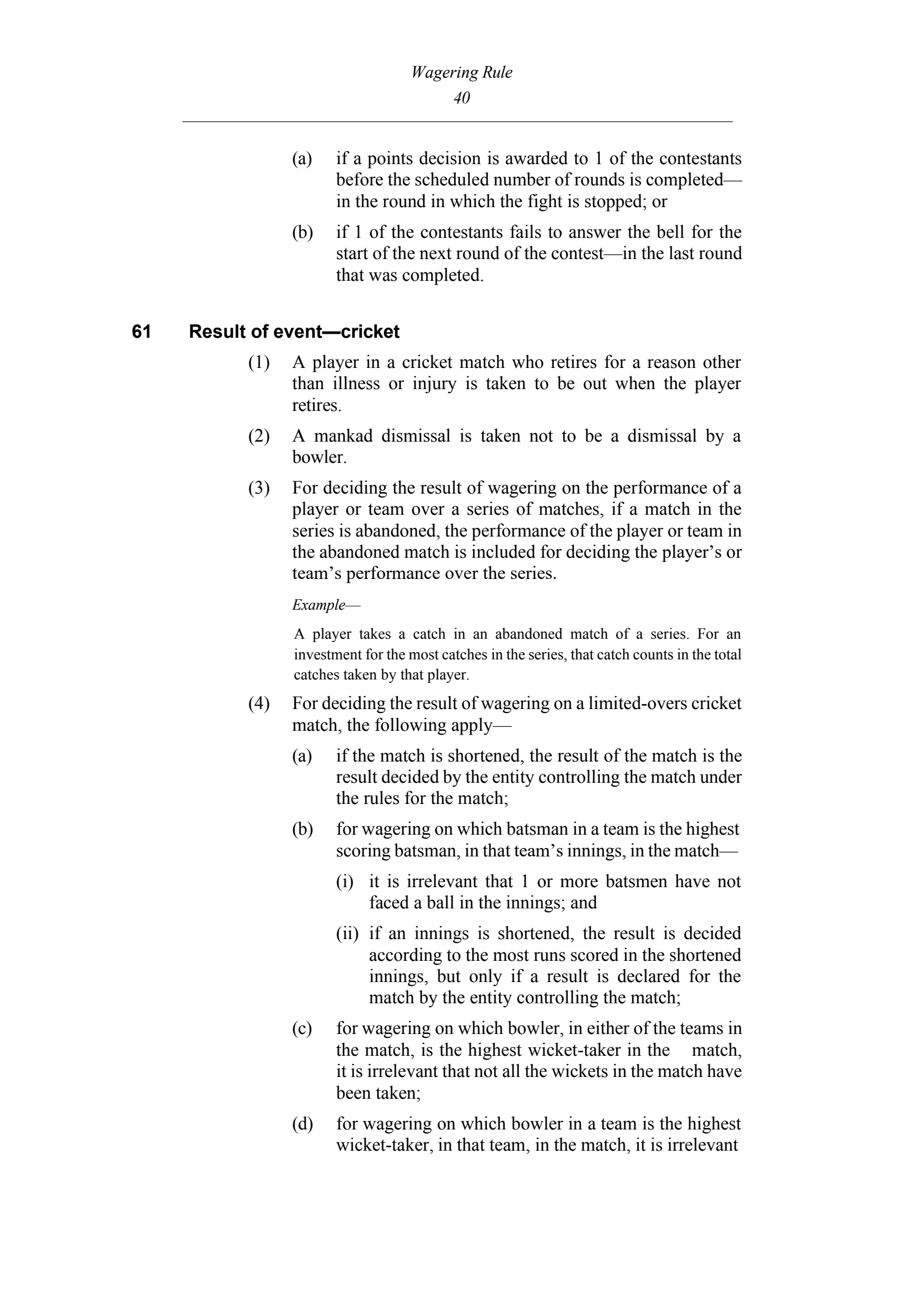 Queensland Wagering Rules (Racing) page 40