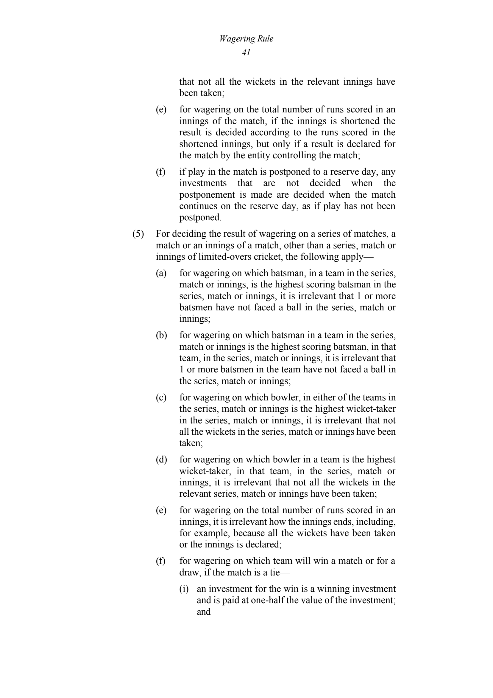 Queensland Wagering Rules (Racing) page 41