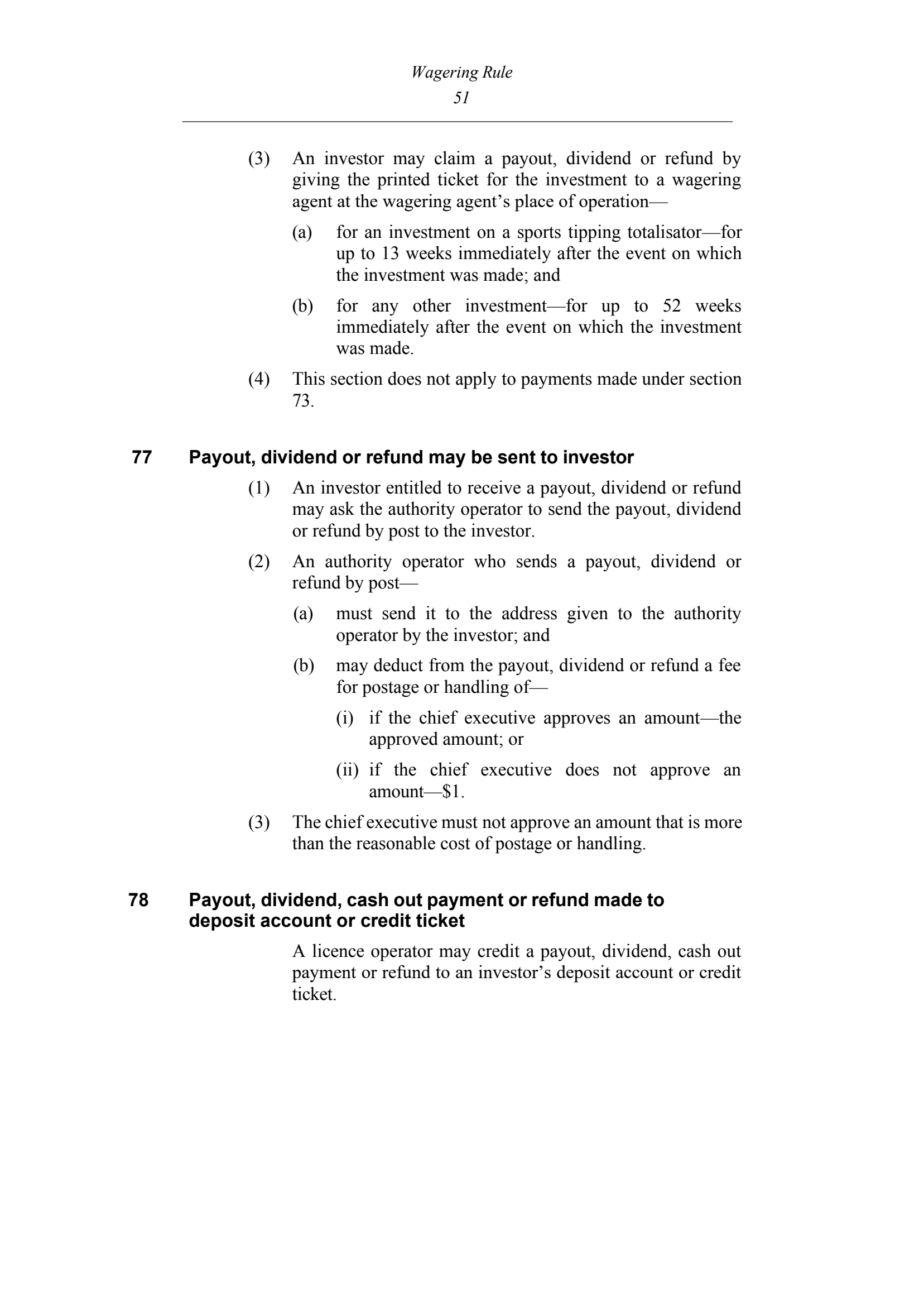 Queensland Wagering Rules (Racing) page 51