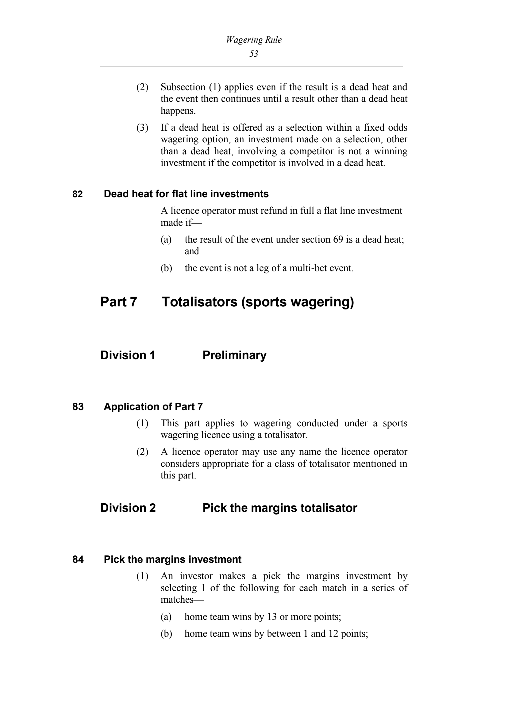 Queensland Wagering Rules (Racing) page 53