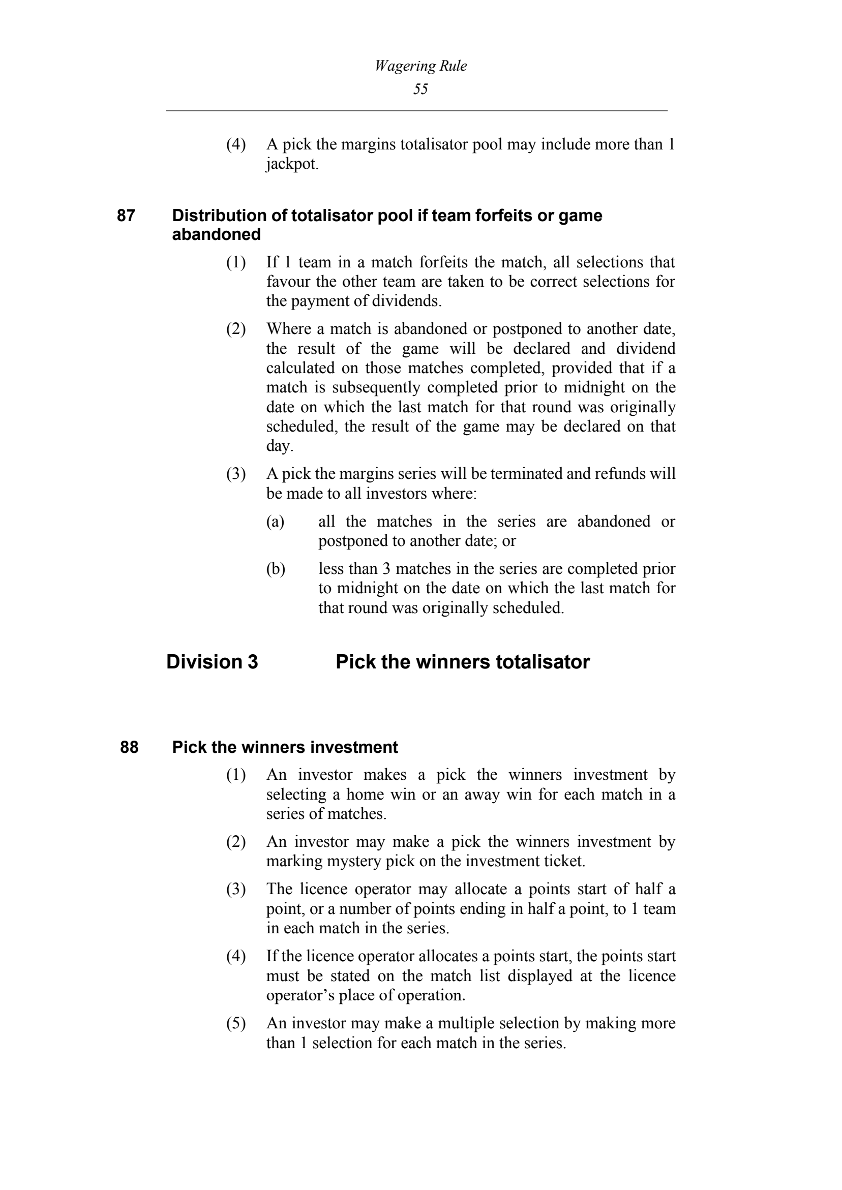 Queensland Wagering Rules (Racing) page 55