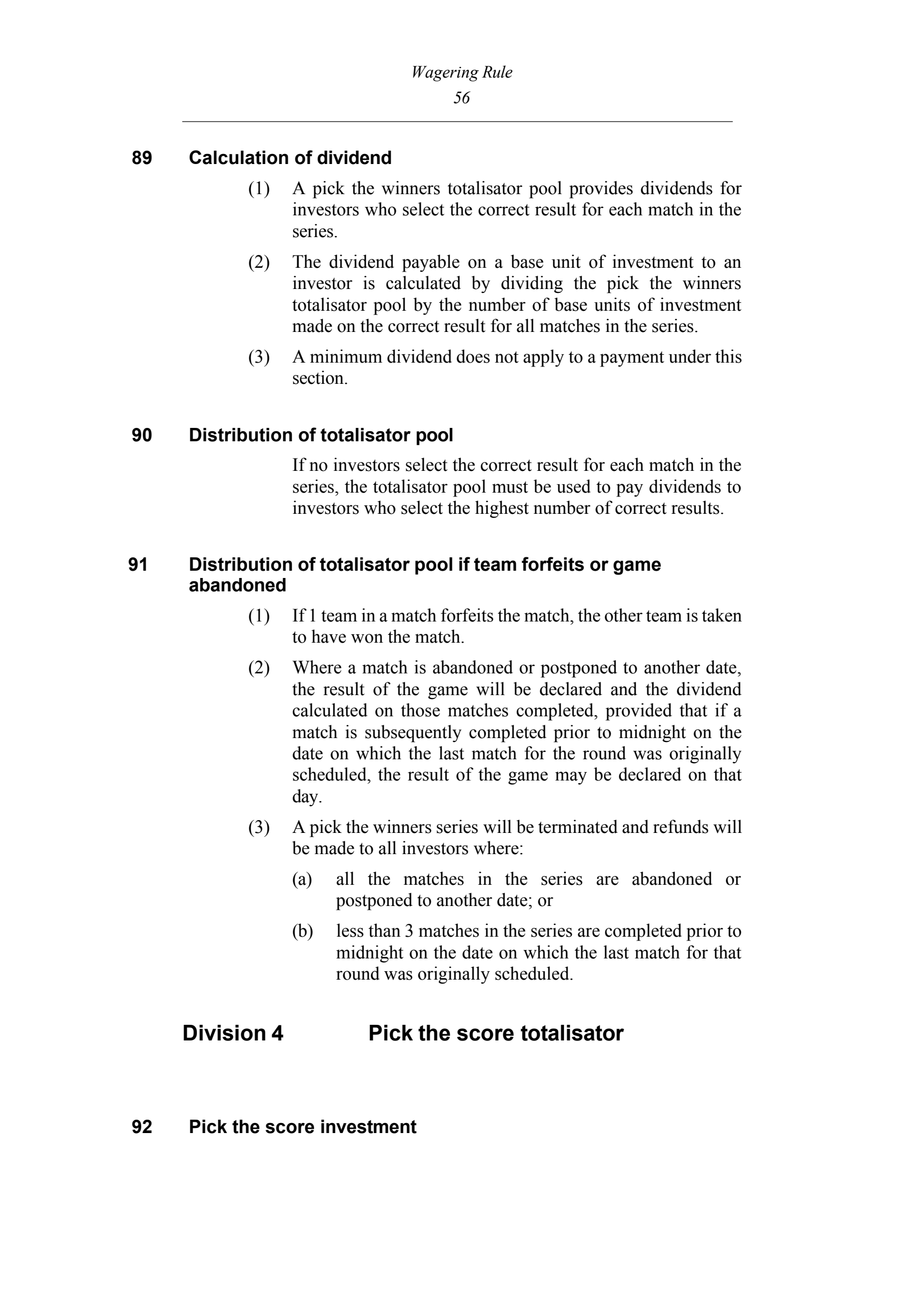 Queensland Wagering Rules (Racing) page 56