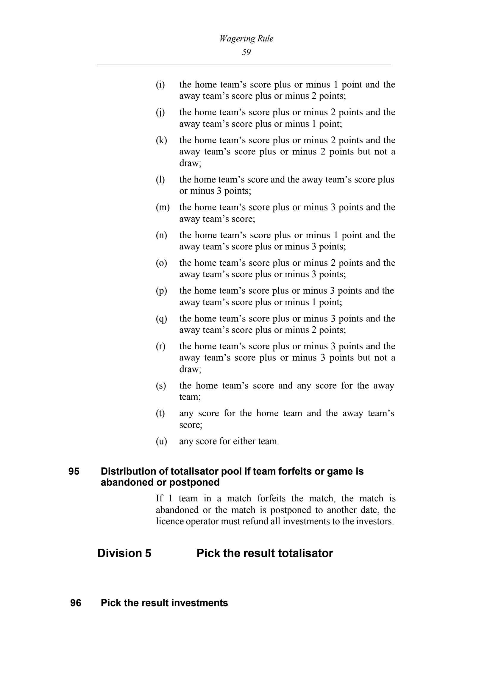 Queensland Wagering Rules (Racing) page 59