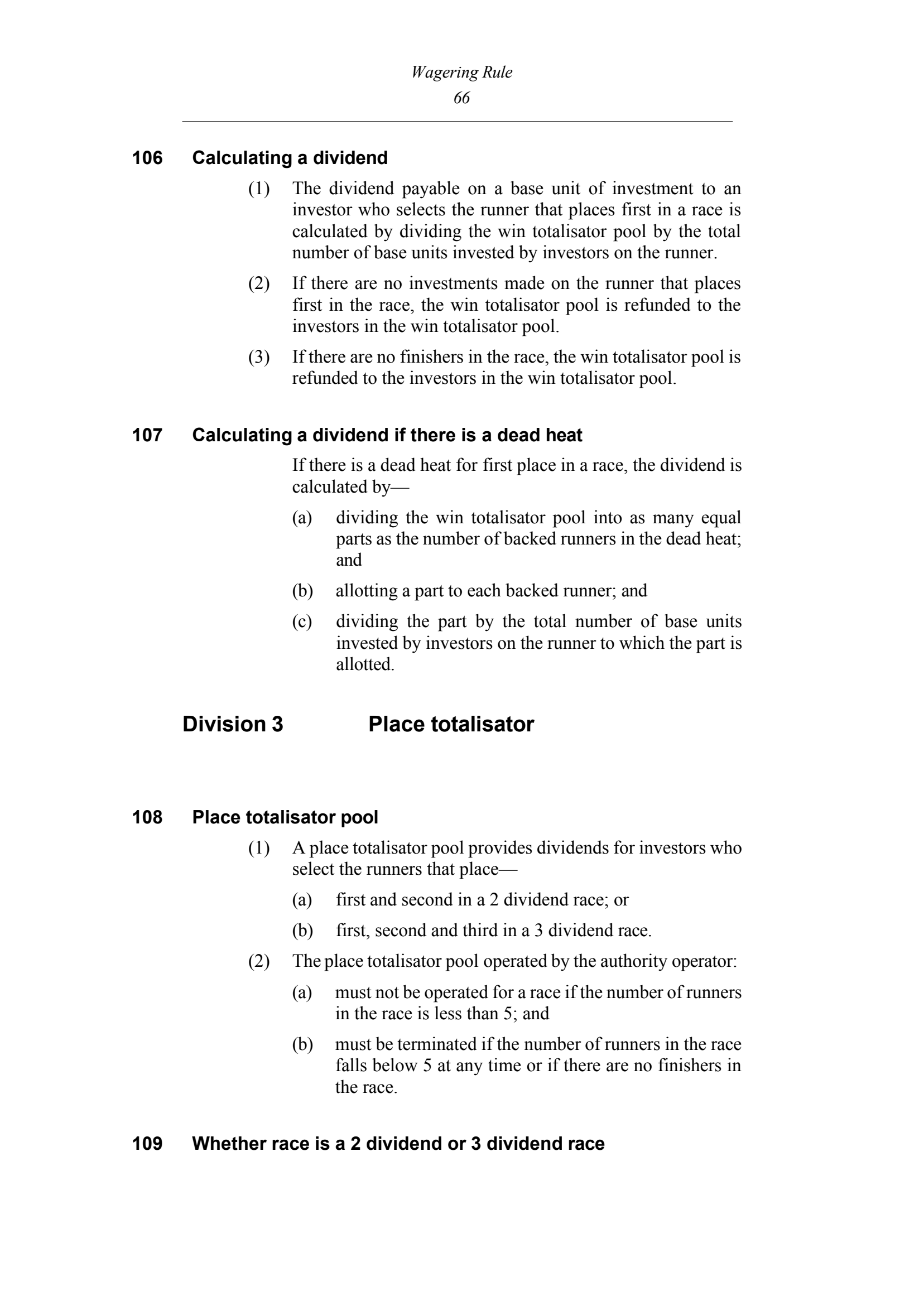 Queensland Wagering Rules (Racing) page 66