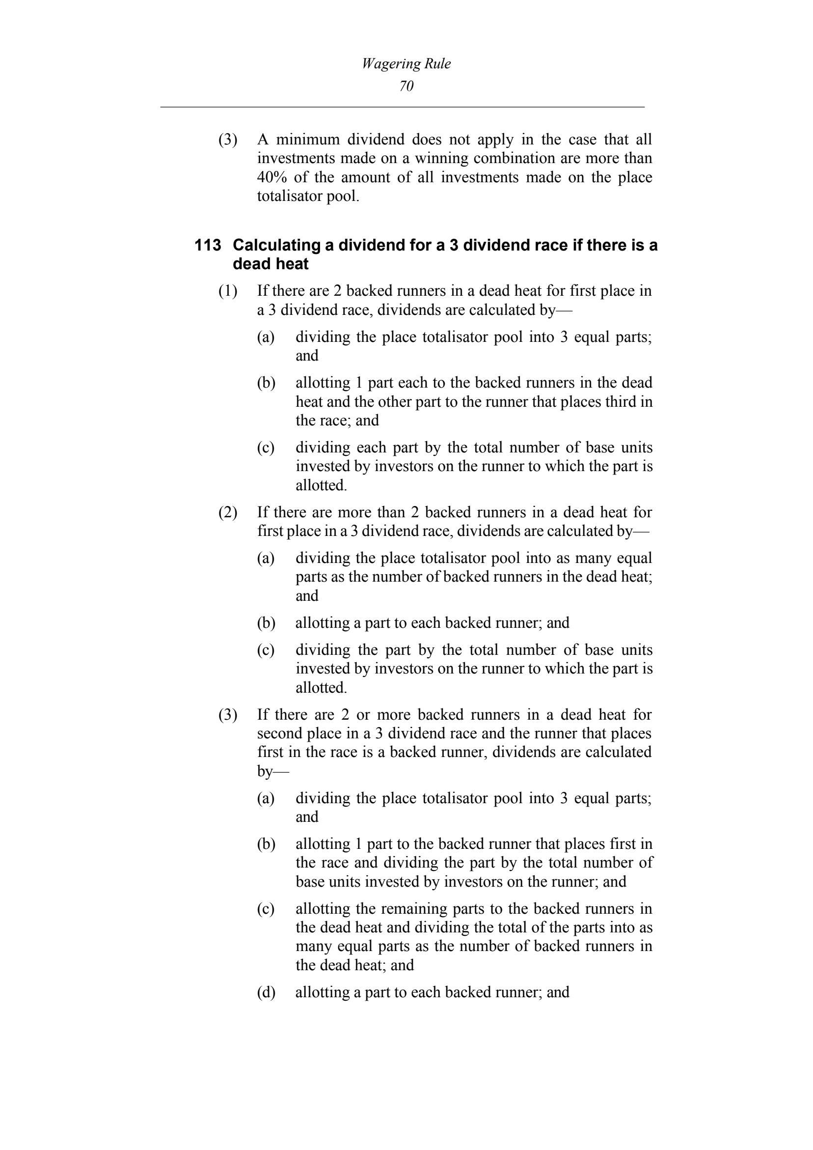 Queensland Wagering Rules (Racing) page 70