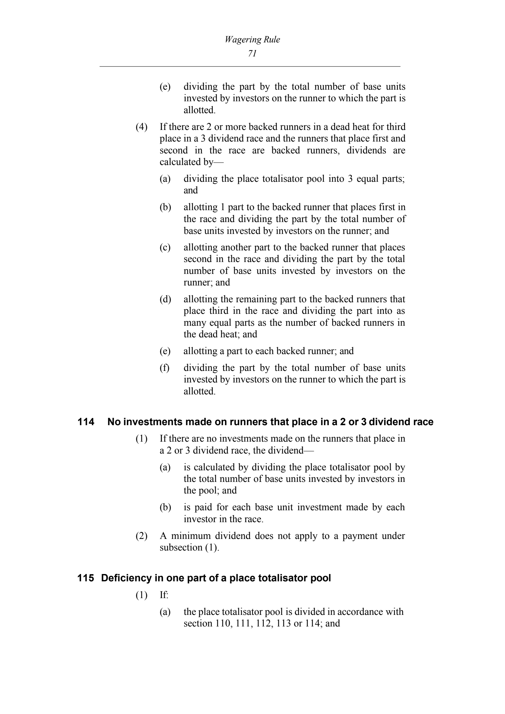 Queensland Wagering Rules (Racing) page 71