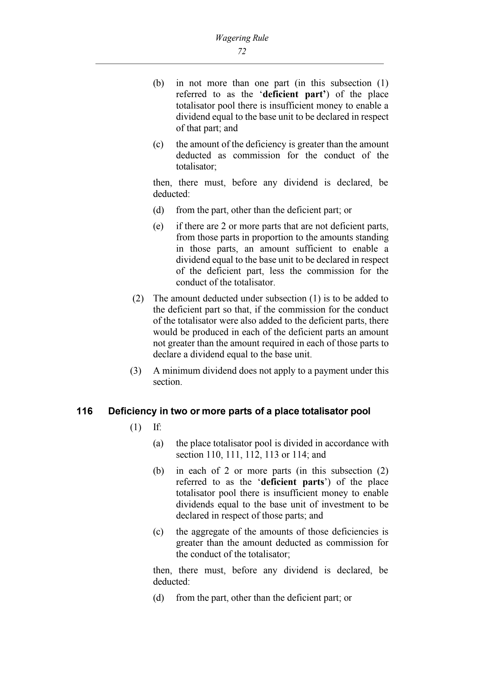 Queensland Wagering Rules (Racing) page 72