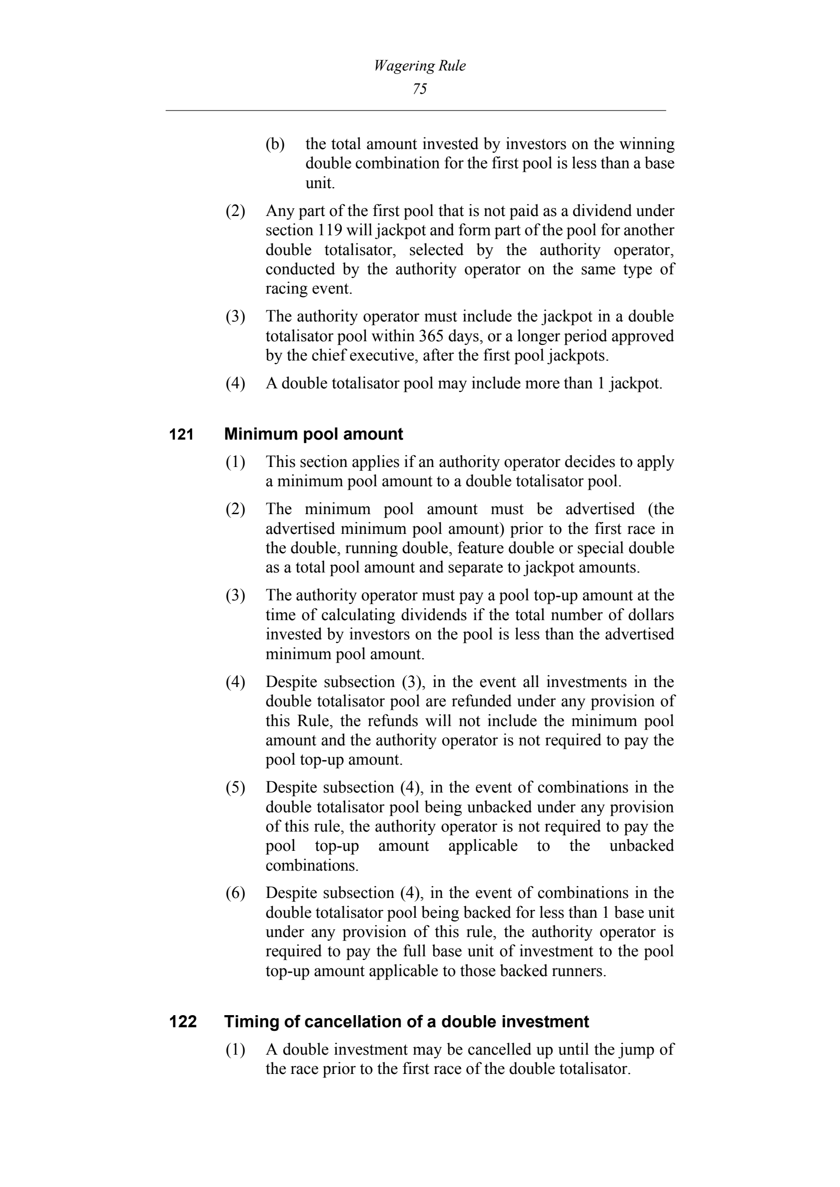 Queensland Wagering Rules (Racing) page 75