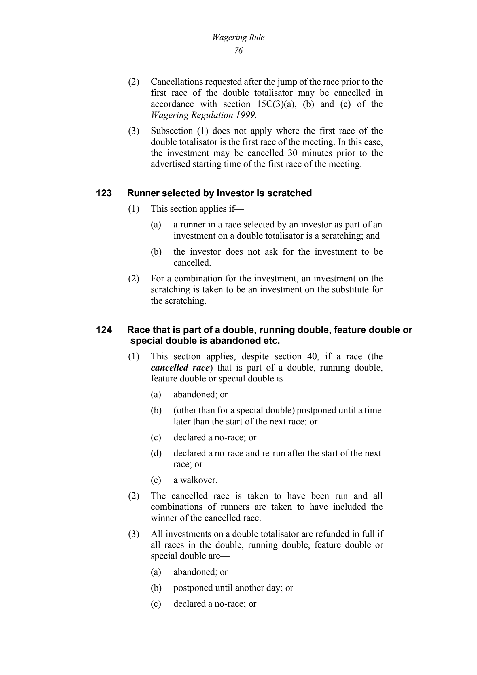 Queensland Wagering Rules (Racing) page 76