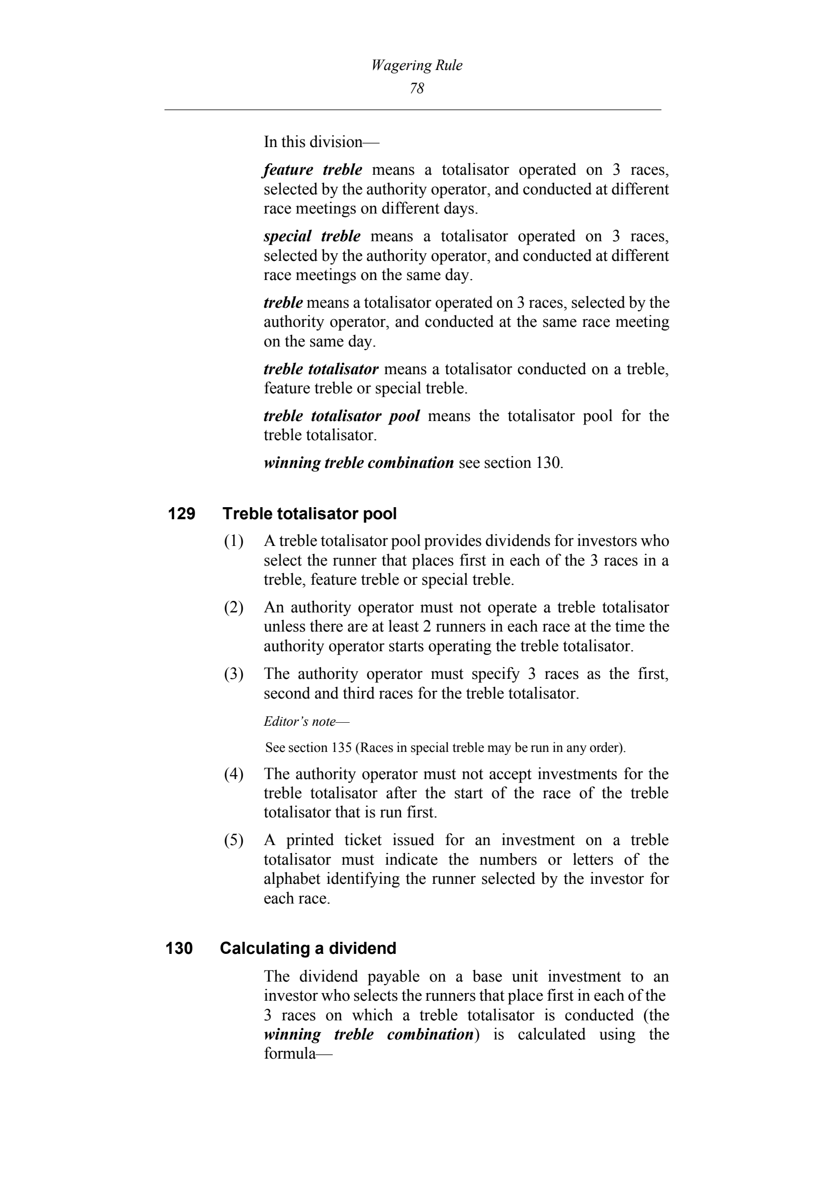 Queensland Wagering Rules (Racing) page 78
