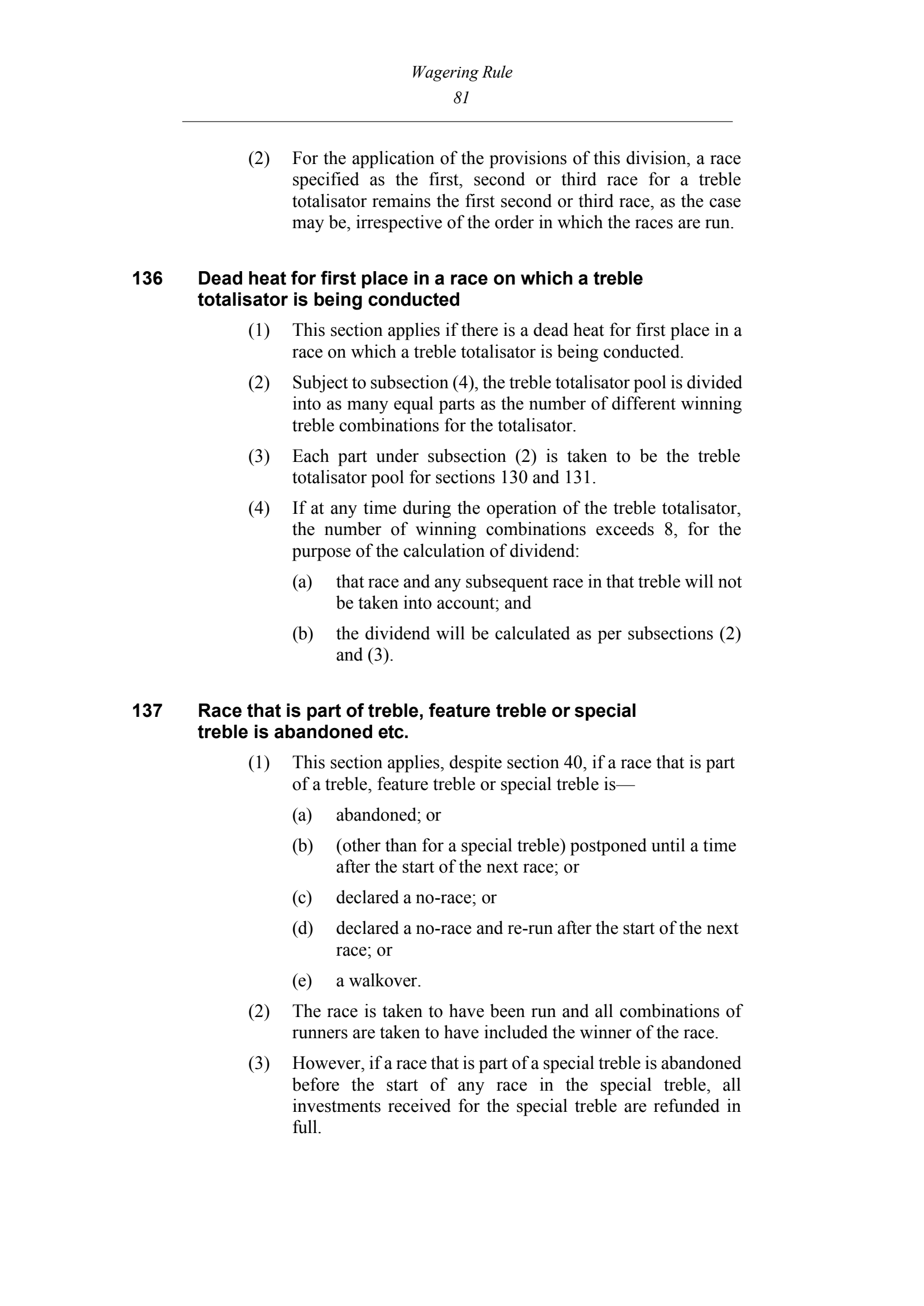 Queensland Wagering Rules (Racing) page 81