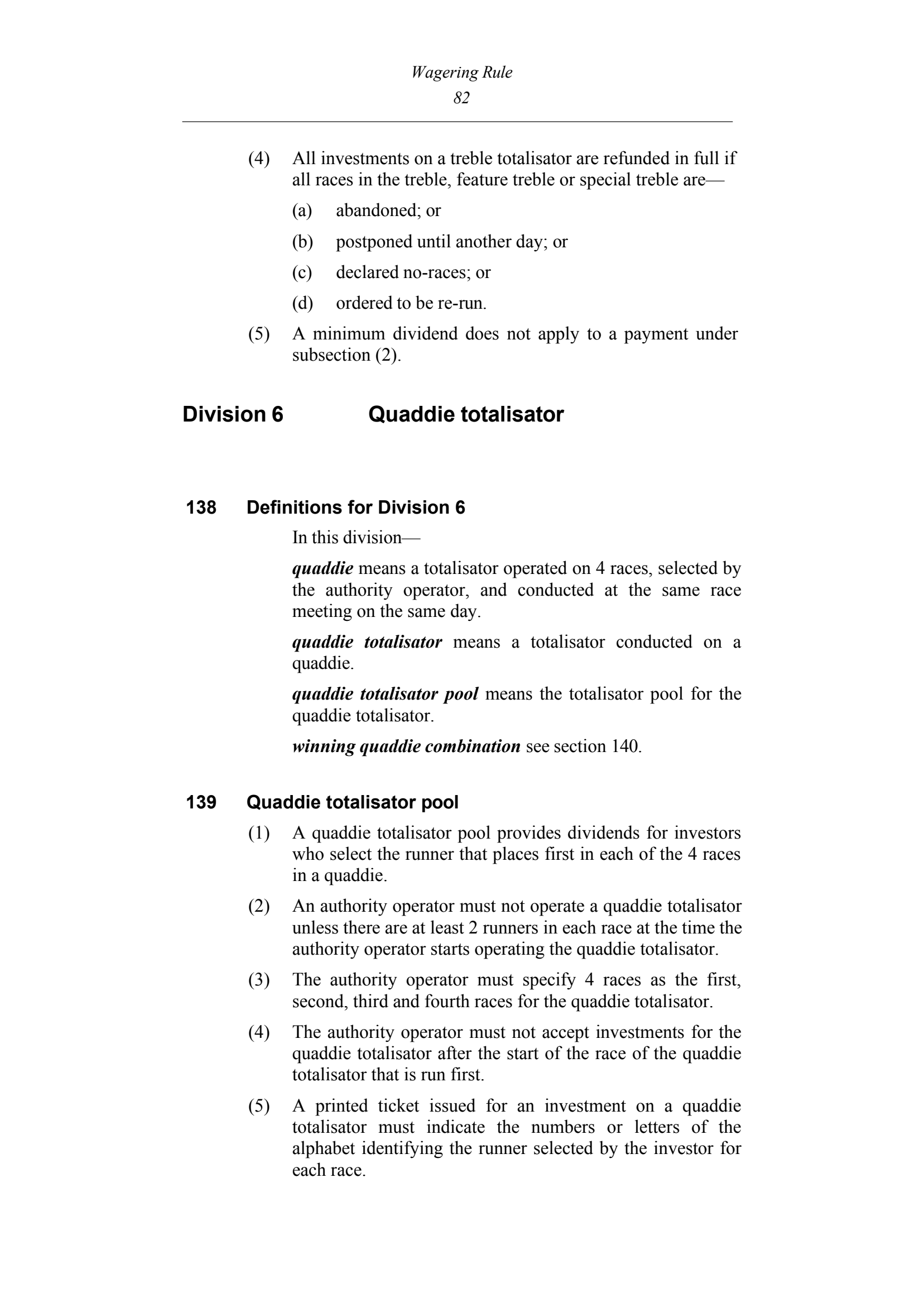 Queensland Wagering Rules (Racing) page 82