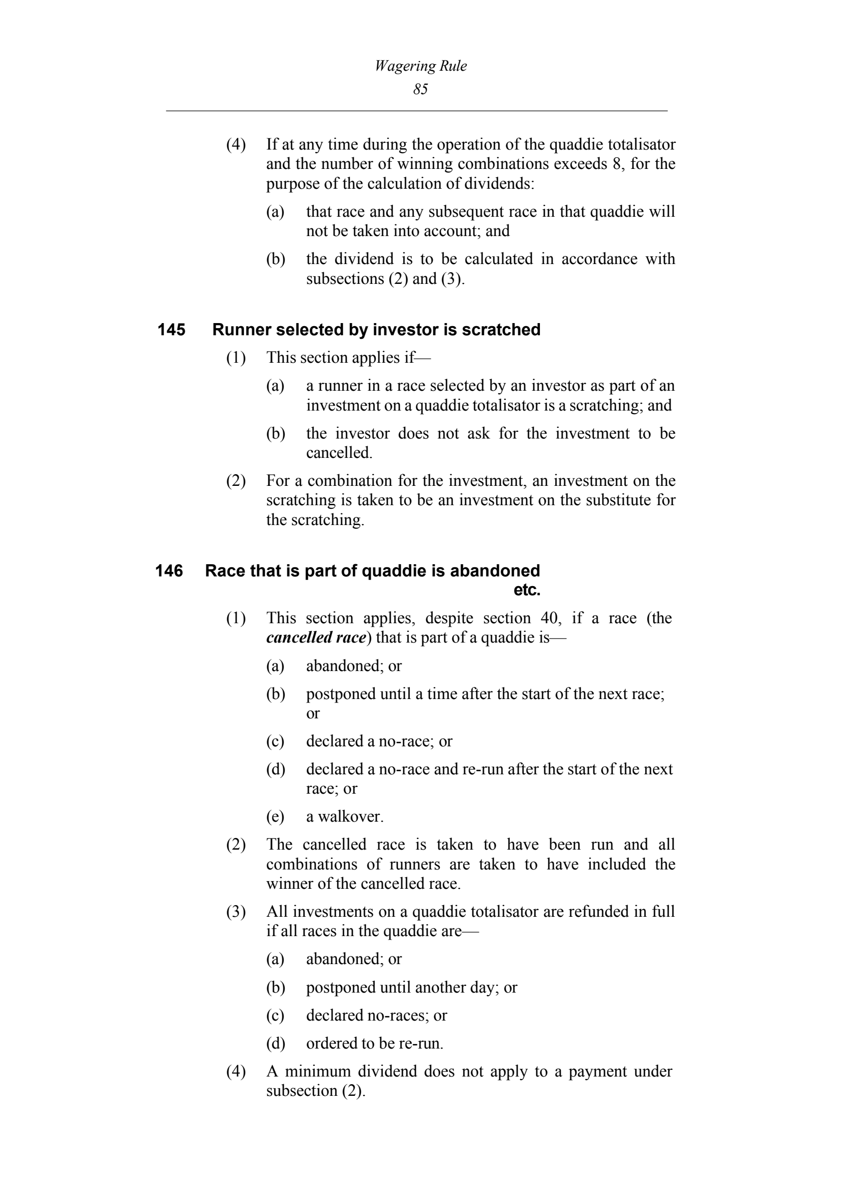 Queensland Wagering Rules (Racing) page 85