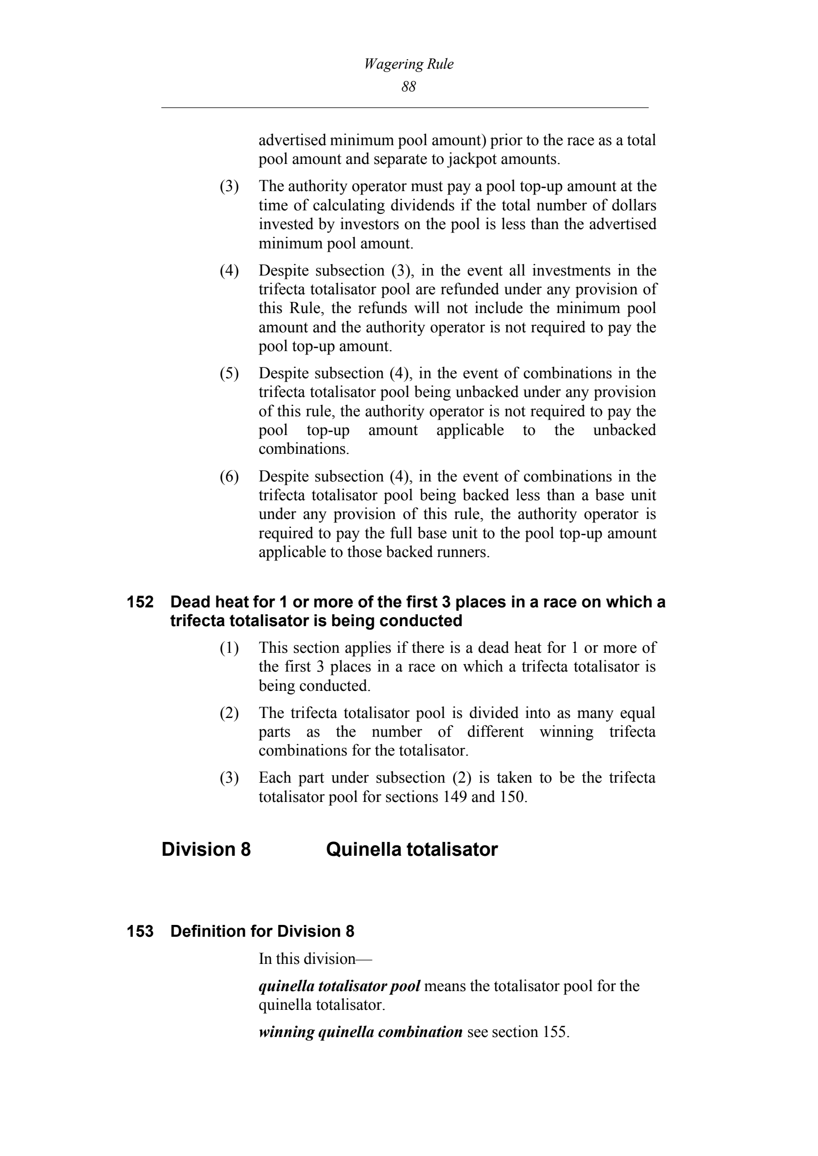 Queensland Wagering Rules (Racing) page 88