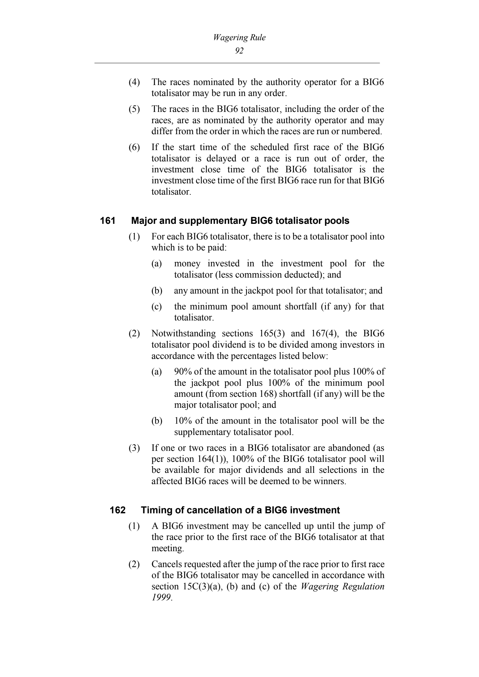 Queensland Wagering Rules (Racing) page 92