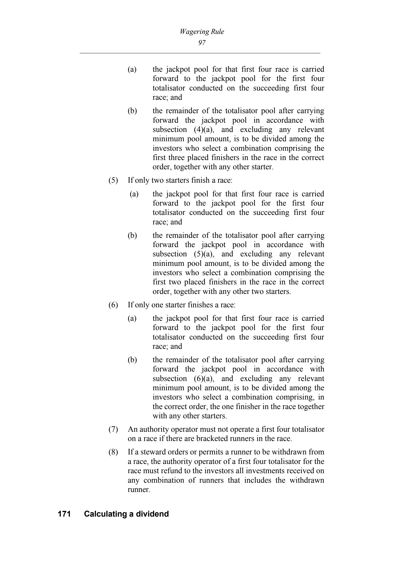 Queensland Wagering Rules (Racing) page 97