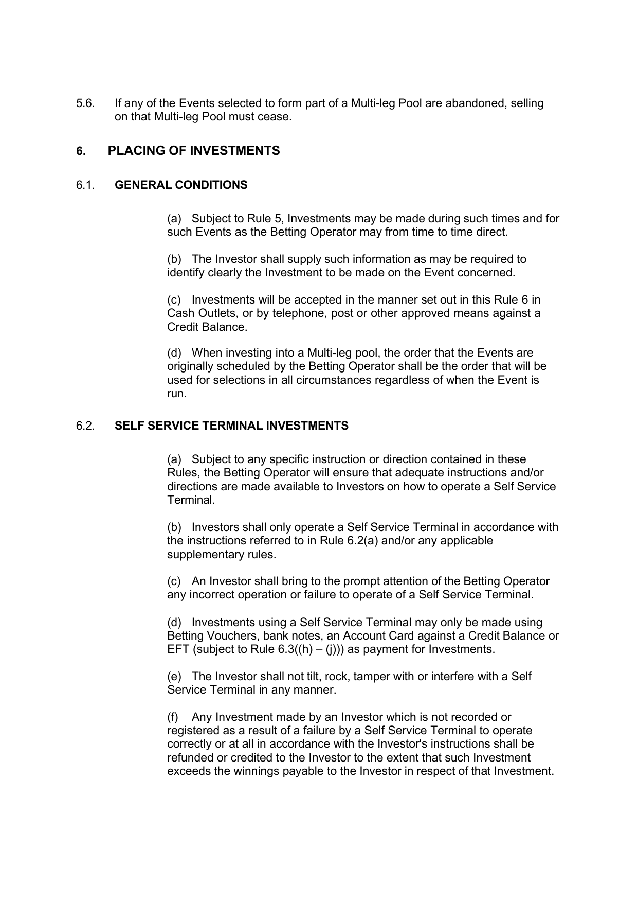 VIC Totalisator Betting Rules (Racing) page 25