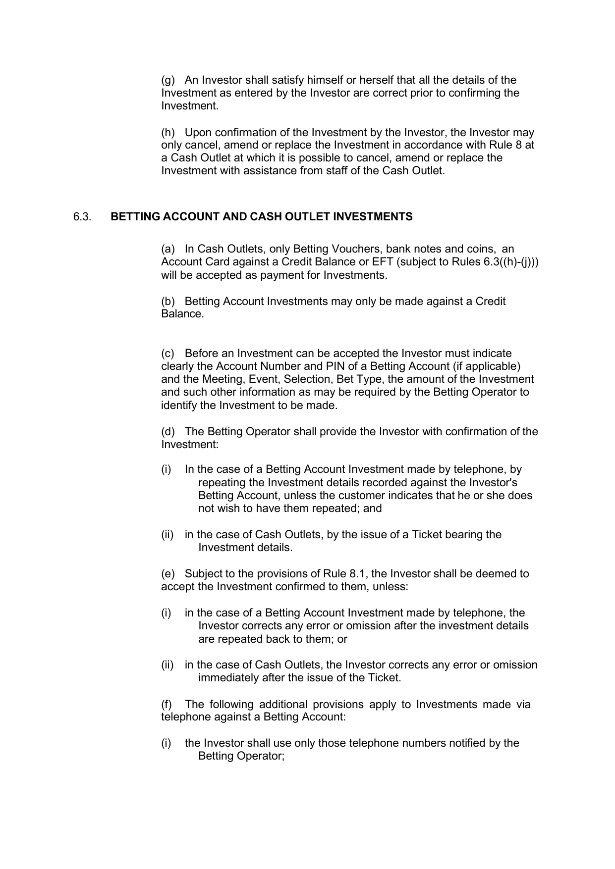 VIC Totalisator Betting Rules (Racing) page 26