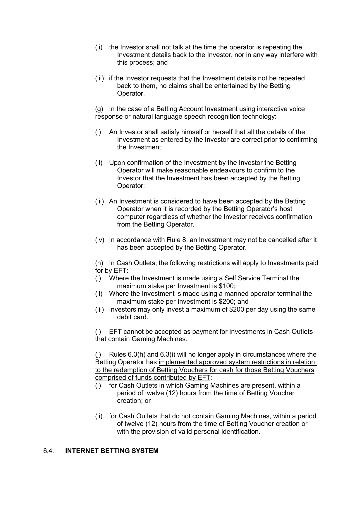 VIC Totalisator Betting Rules (Racing) page 27