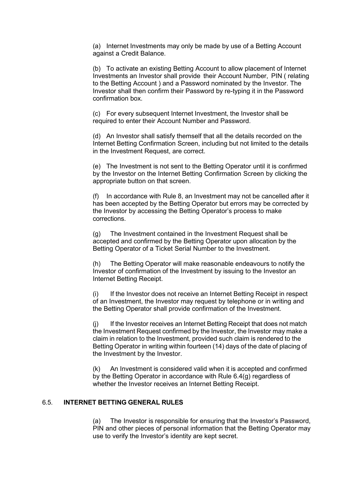 VIC Totalisator Betting Rules (Racing) page 28