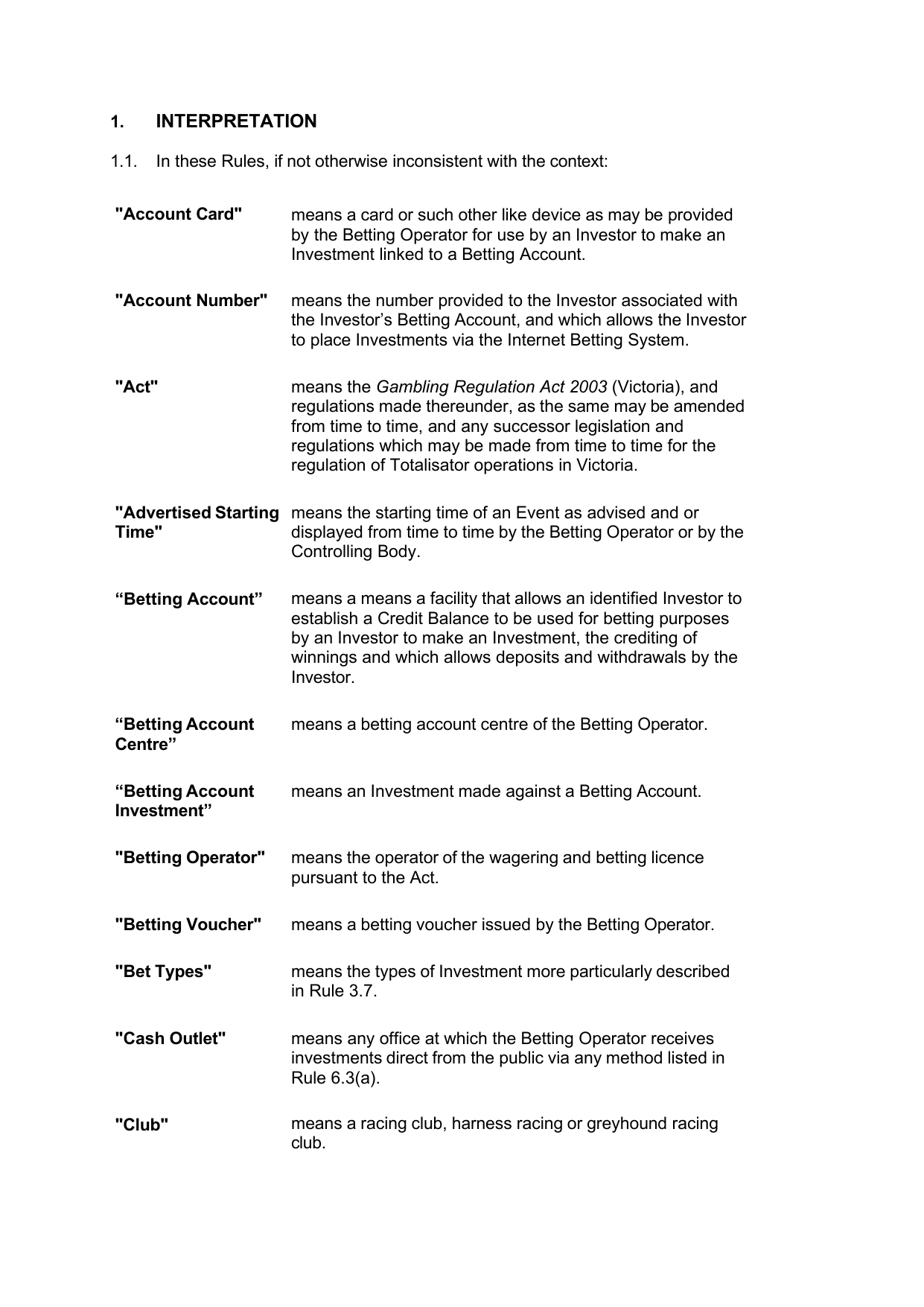 VIC Totalisator Betting Rules (Racing) page 3