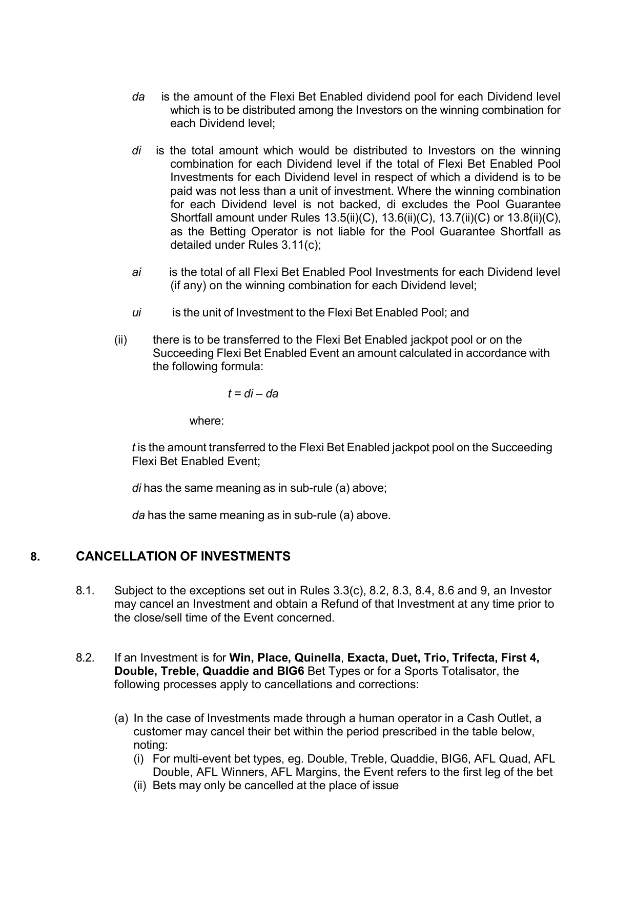VIC Totalisator Betting Rules (Racing) pages 34