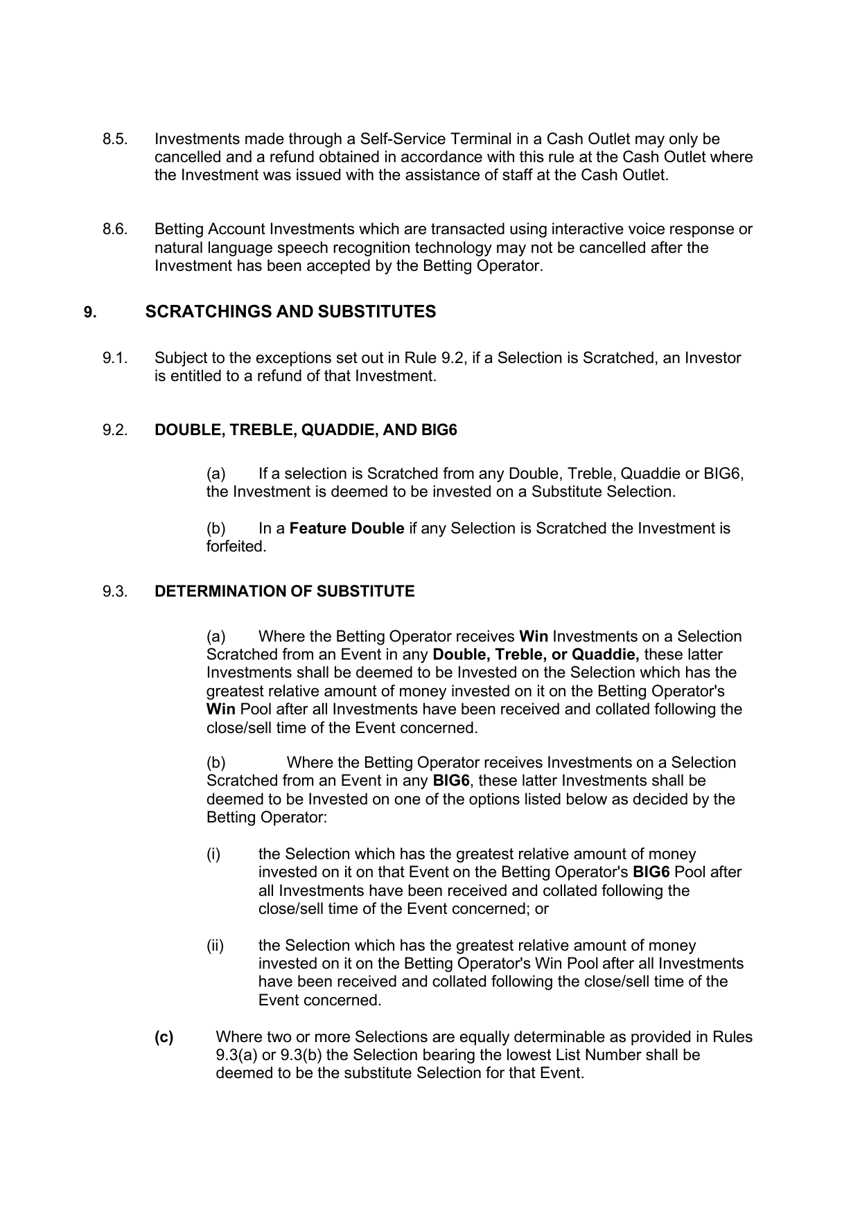 VIC Totalisator Betting Rules (Racing) pages 36