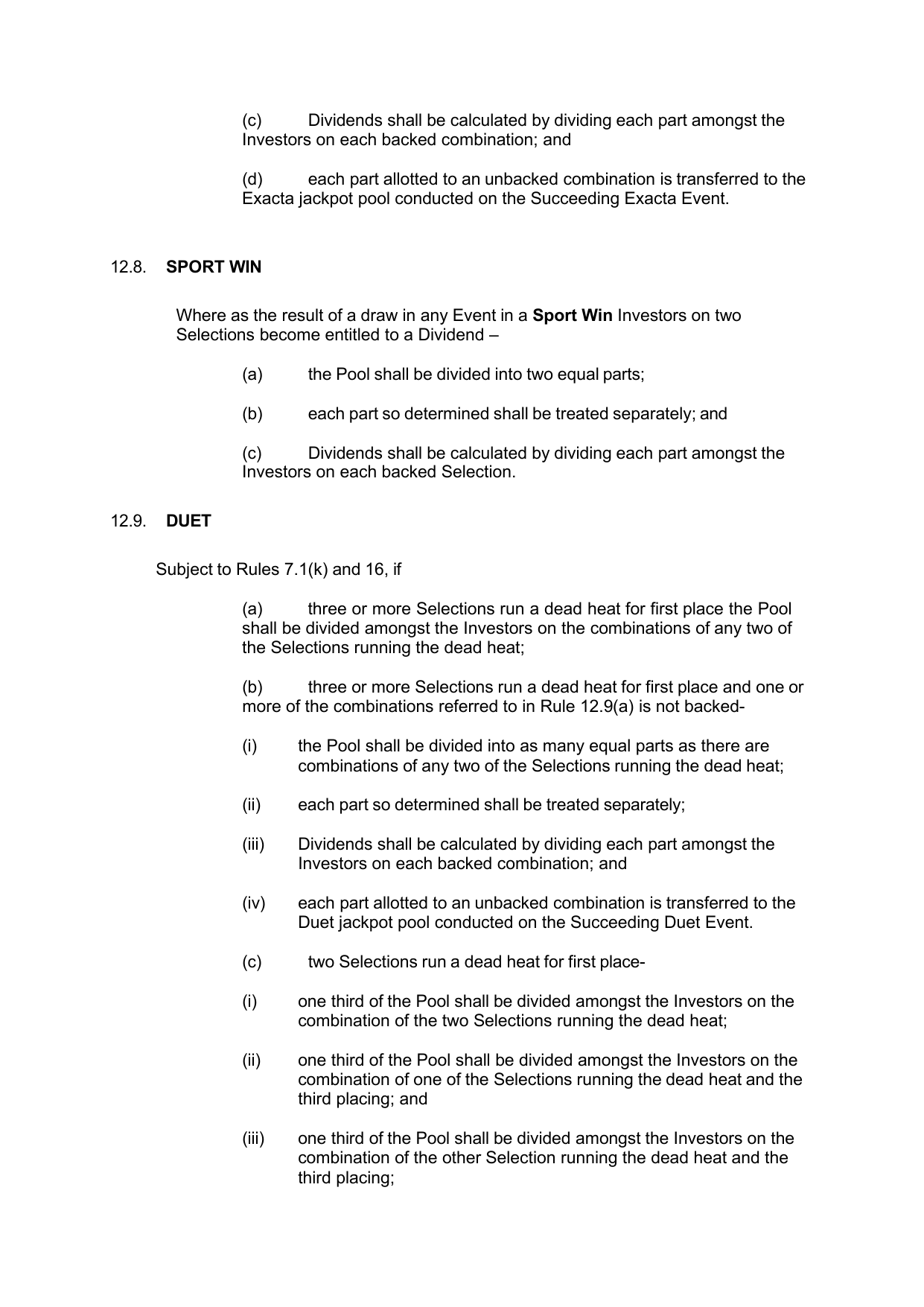VIC Totalisator Betting Rules (Racing) page 48