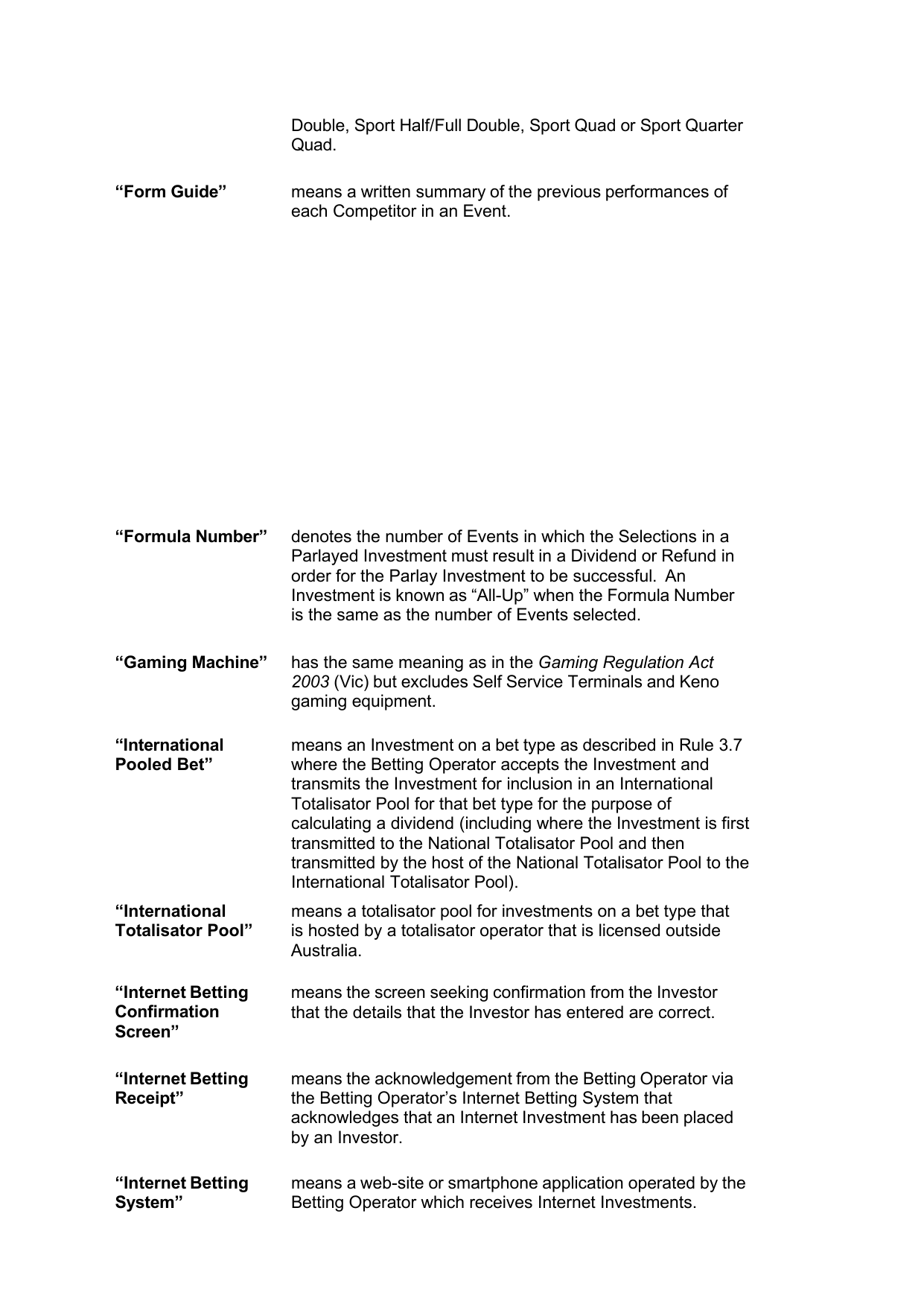 VIC Totalisator Betting Rules (Racing) page 5