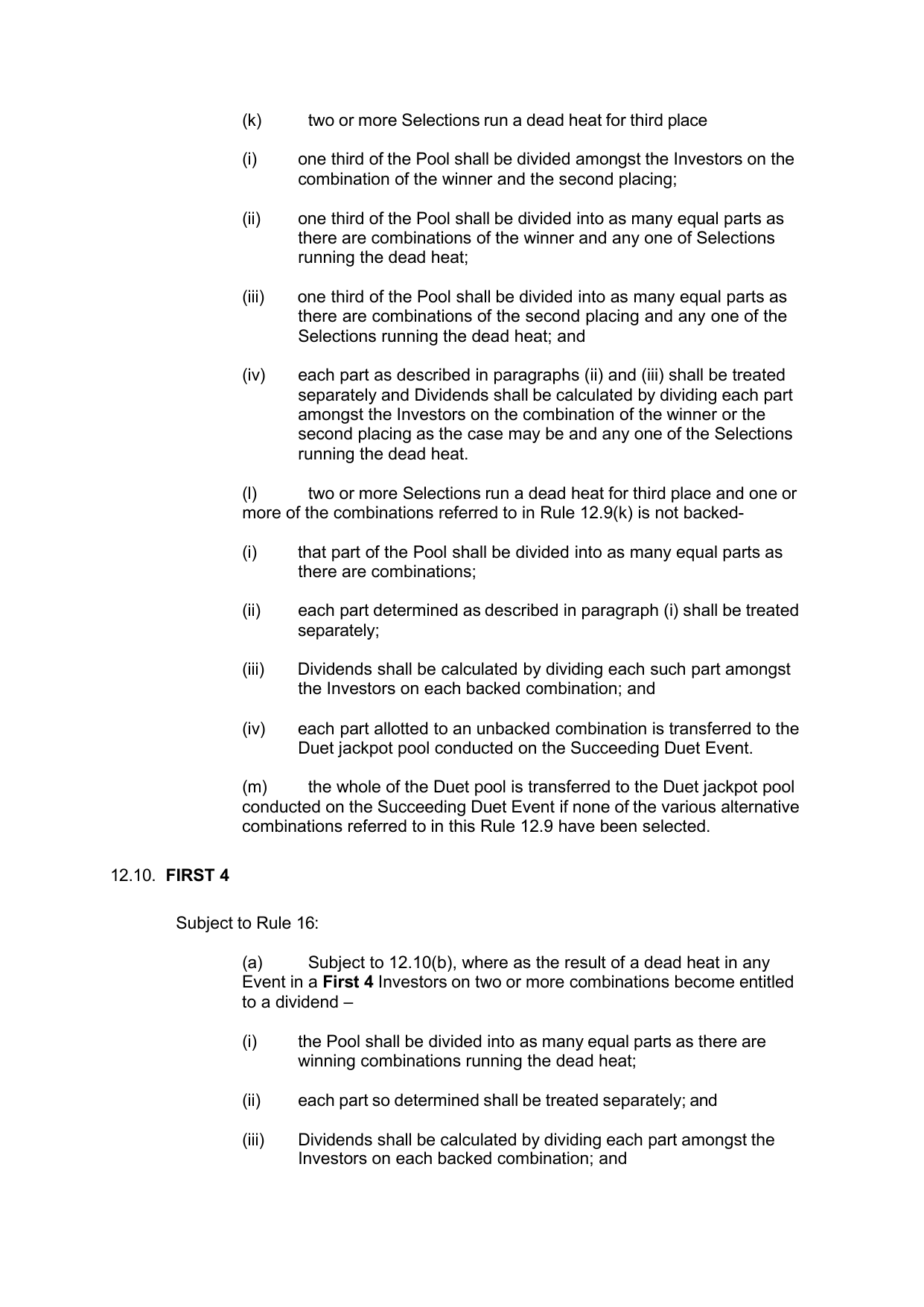 VIC Totalisator Betting Rules (Racing) page 51