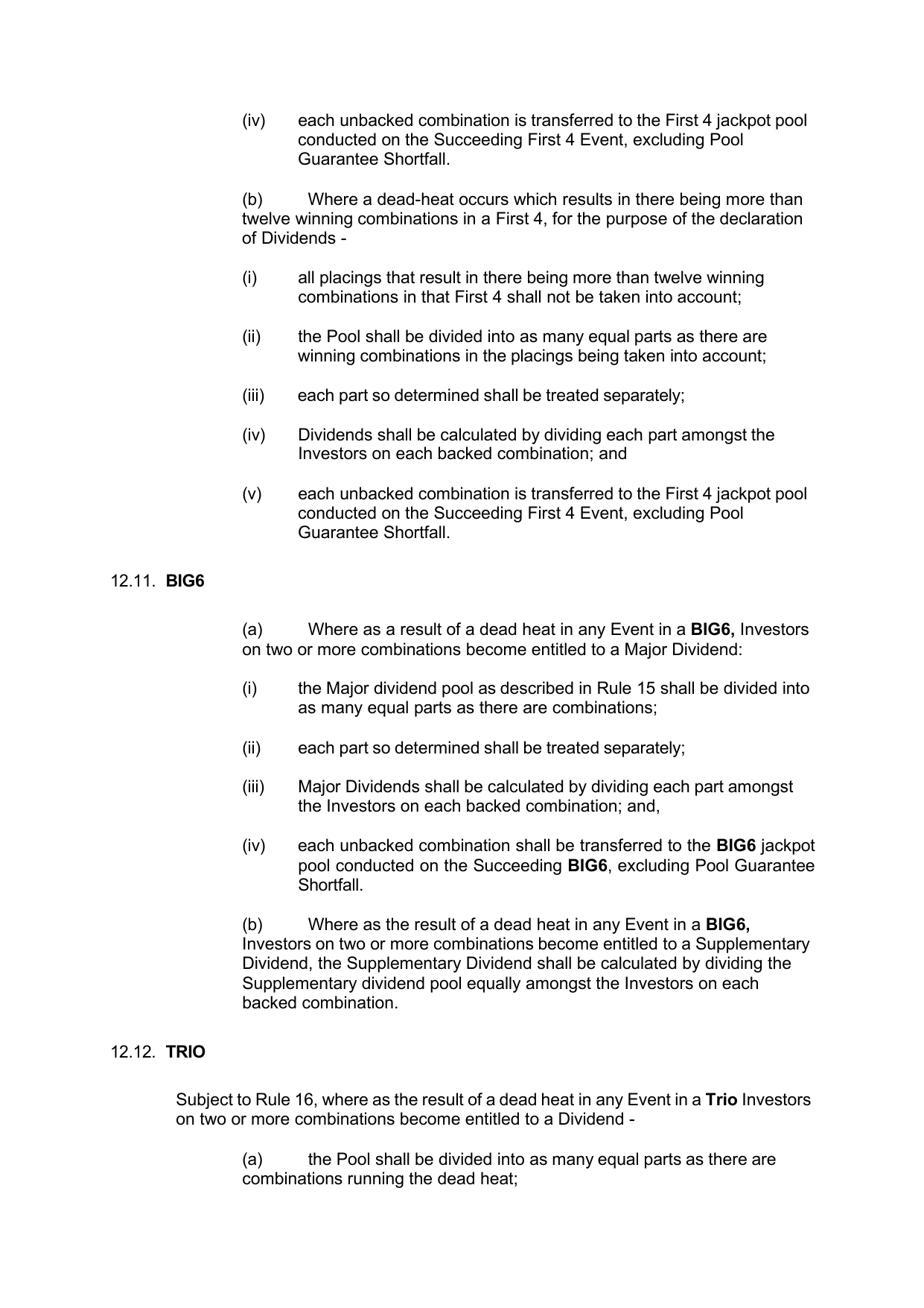 VIC Totalisator Betting Rules (Racing) page 52