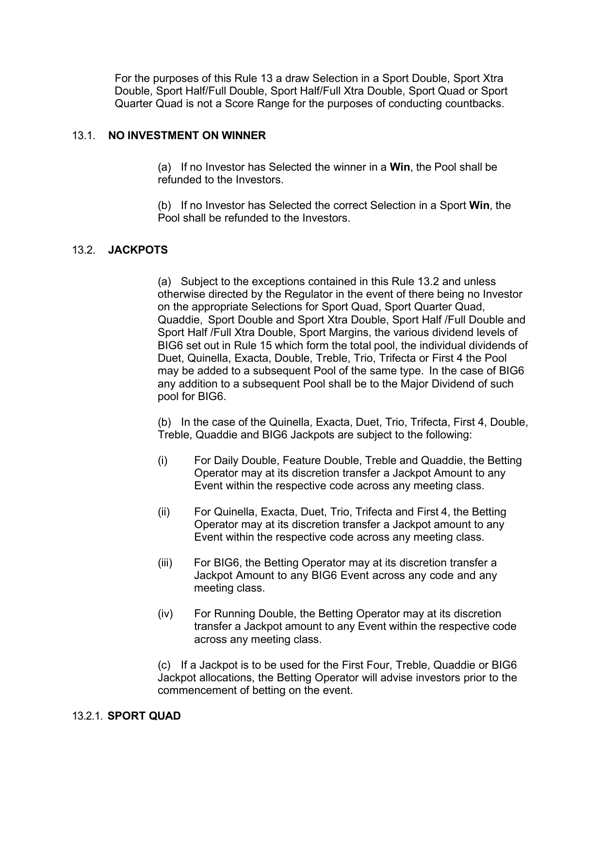 VIC Totalisator Betting Rules (Racing) page 54