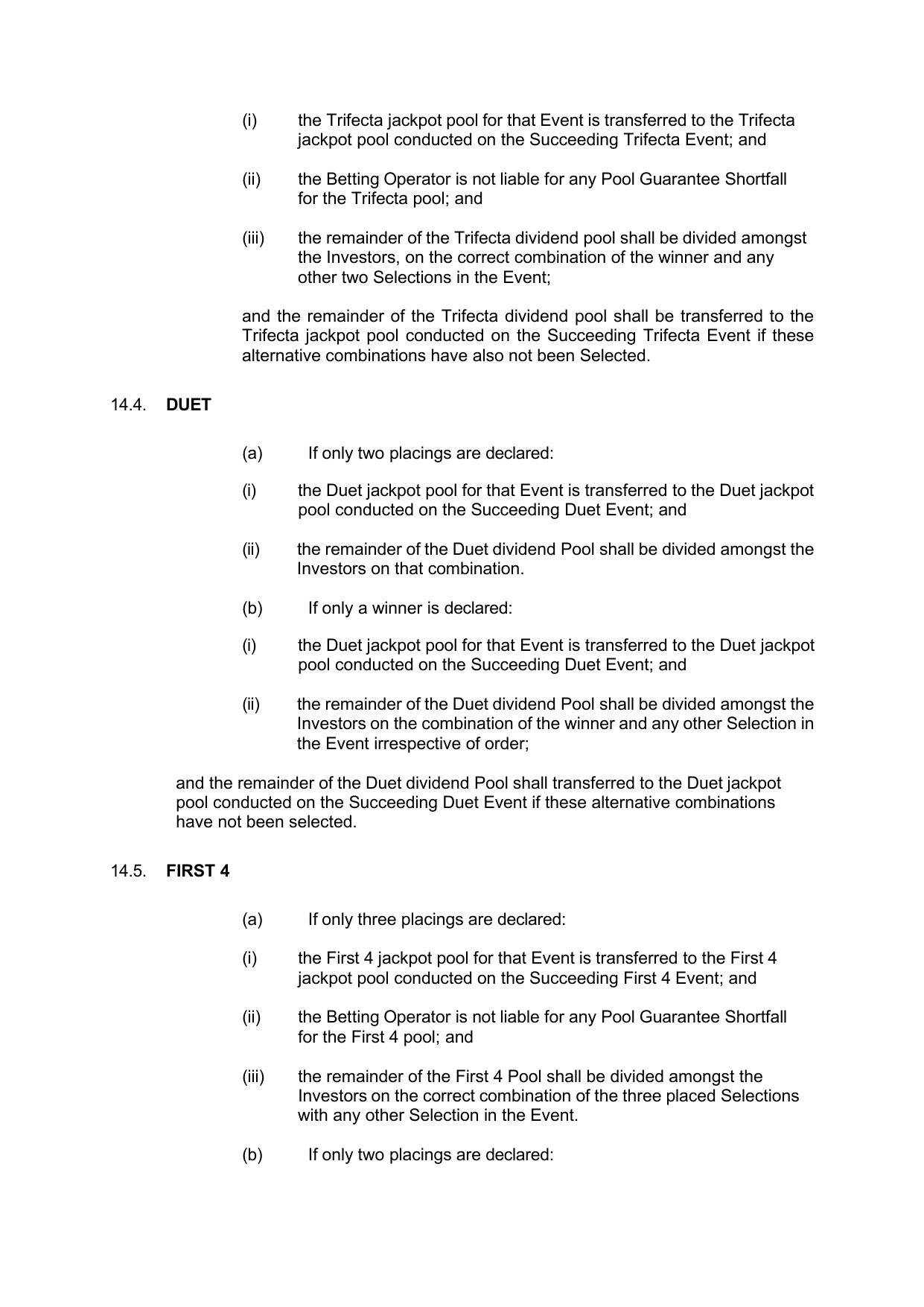 VIC Totalisator Betting Rules (Racing) page 63