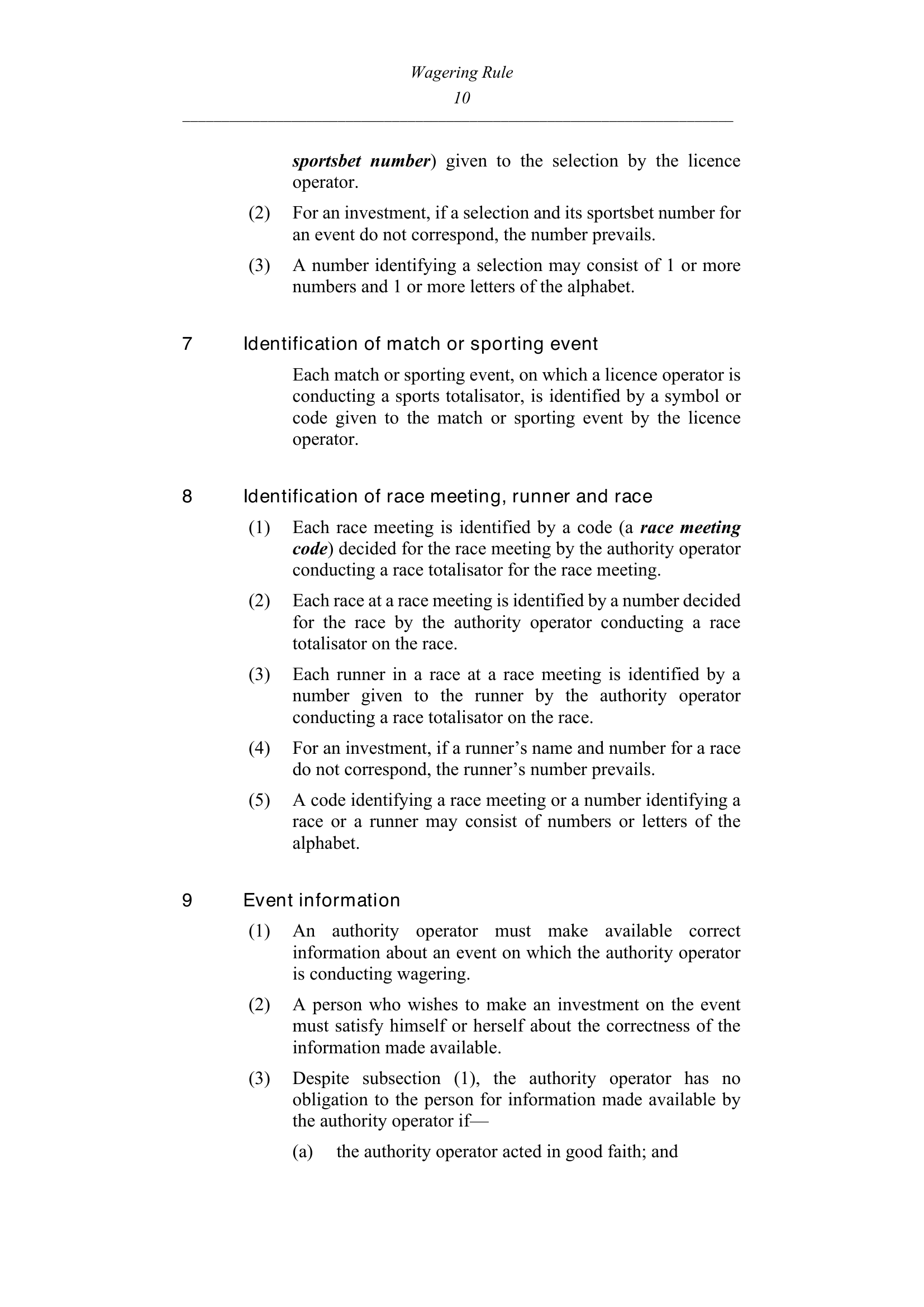 Queensland Wagering Rules (Racing) page 10
